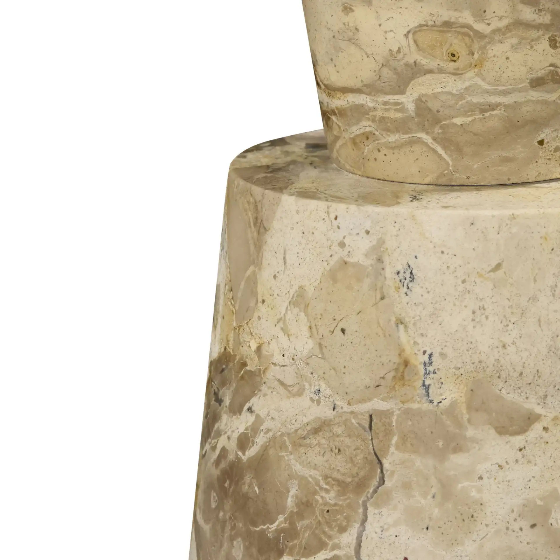 Tatyanna Round Marble Accent Table in Beige in a styled room