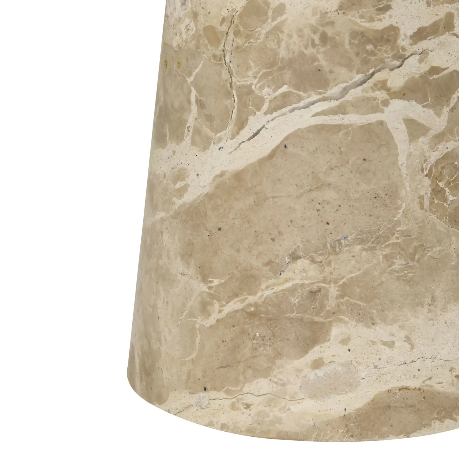 Tatyanna Round Marble Accent Table in Beige, detail view