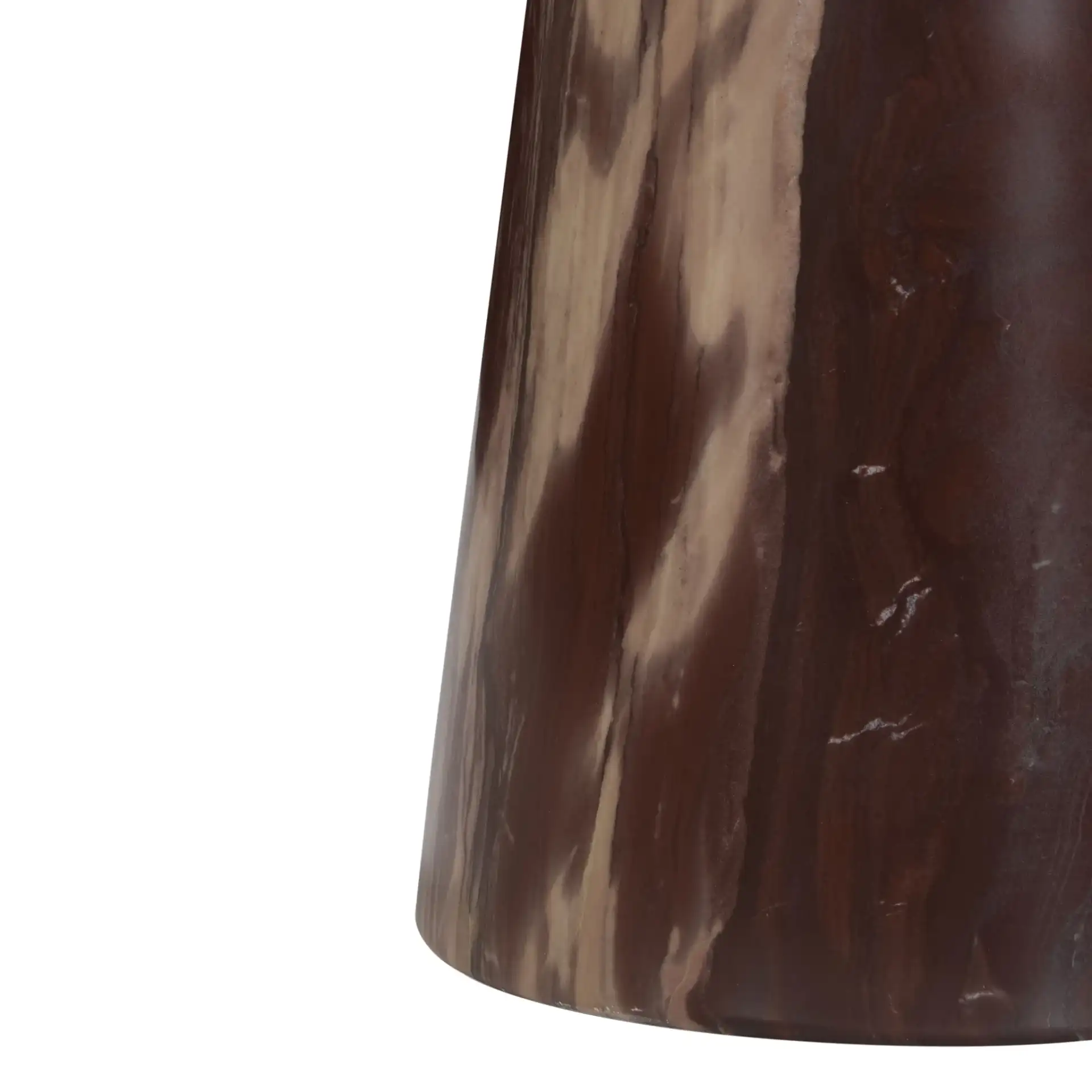 Tatyanna Round Marble Accent Table in Maroon, detail view
