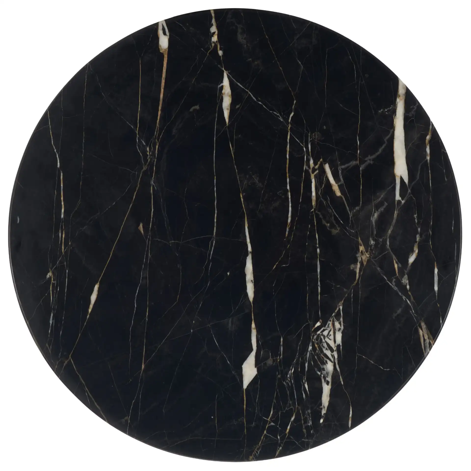 Taralily Round Marble Top Accent Table in Walnut / Black, detail view