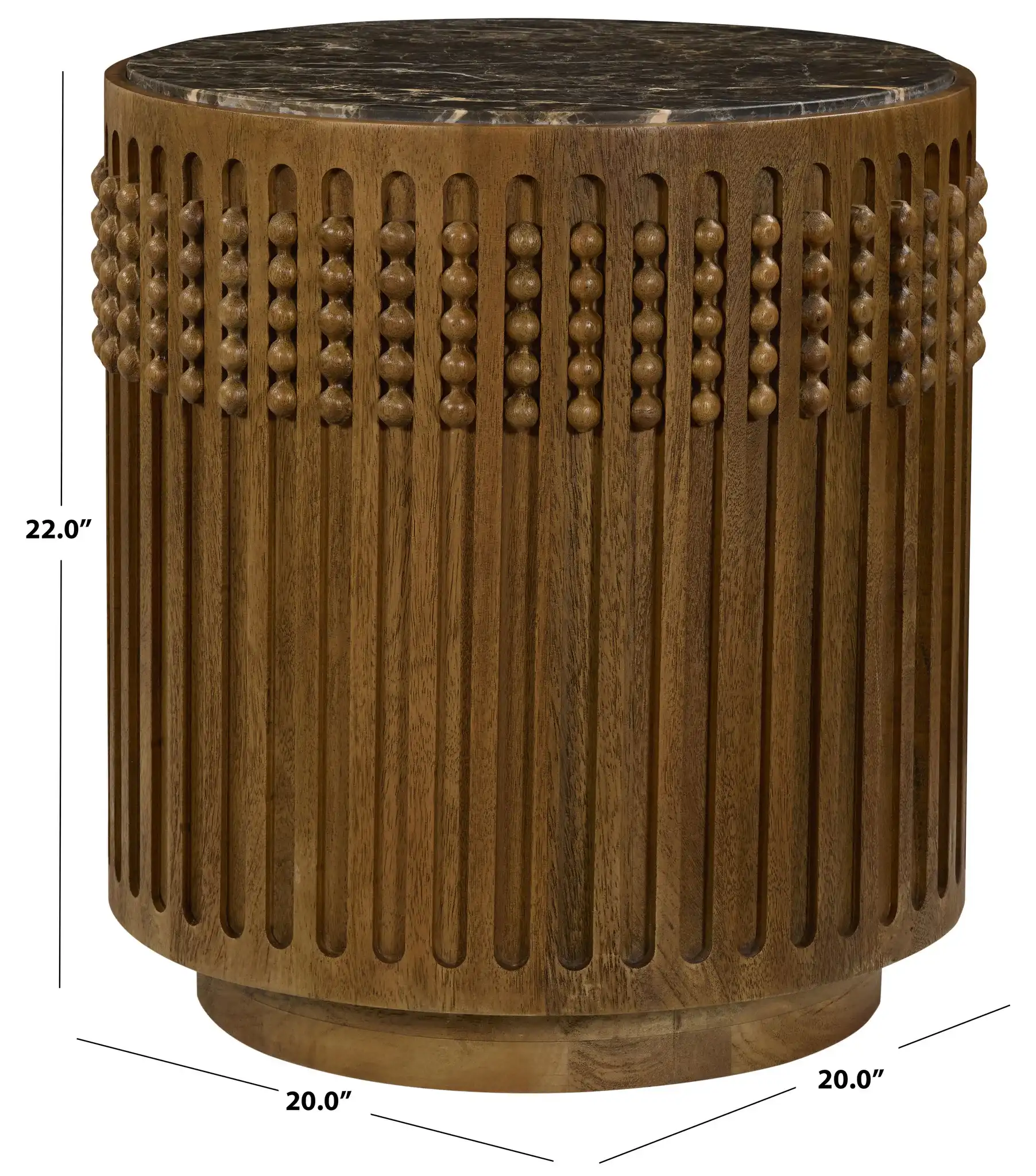 Wesslyn Marble Top Accent Table in Walnut / Dark Brown, detail view