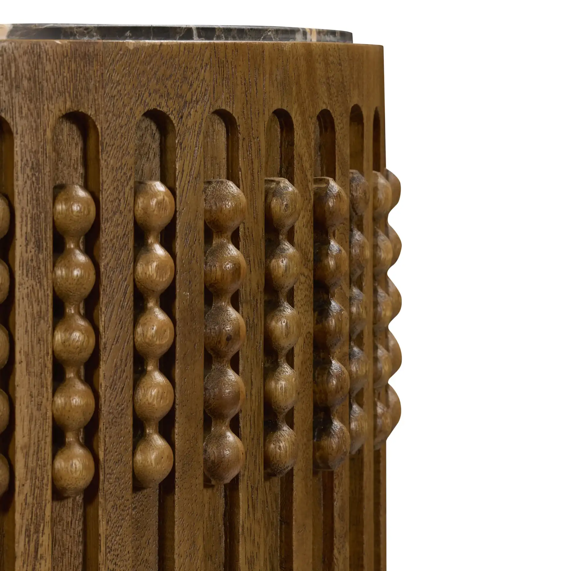 Wesslyn Marble Top Accent Table in Walnut / Dark Brown, detail view