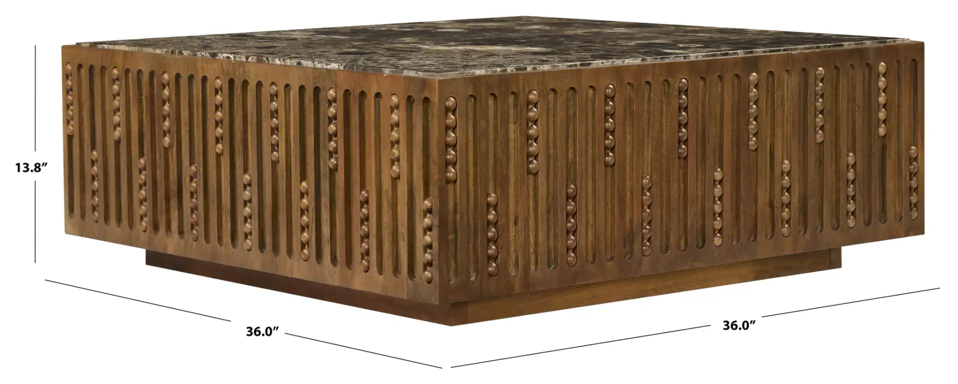 Wesslyn Marble Top Coffee Table in Walnut / Dark Brown, detail view