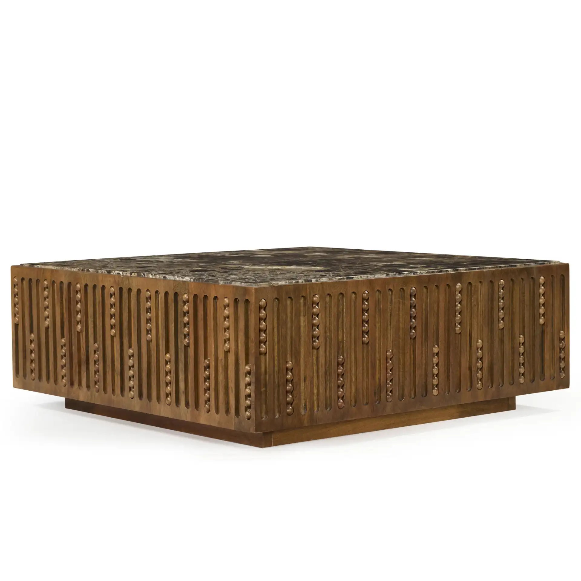 Wesslyn Marble Top Coffee Table in Walnut / Dark Brown, detail view