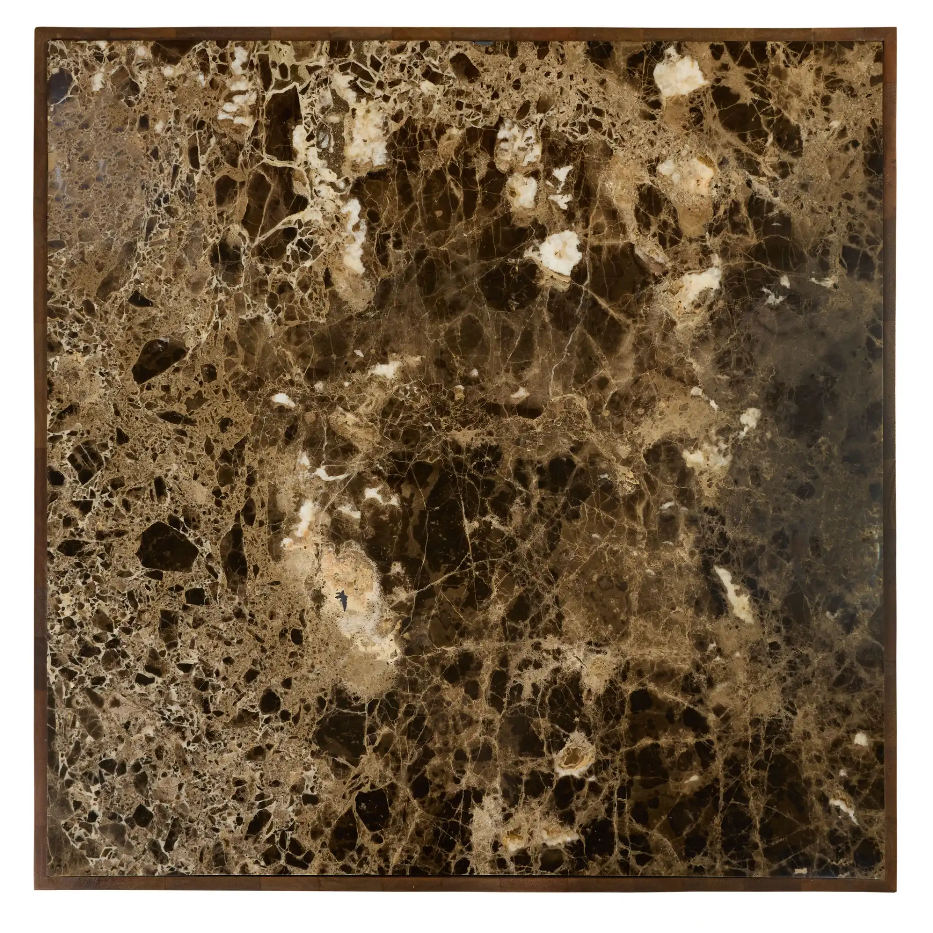 Wesslyn Marble Top Coffee Table in Walnut / Dark Brown, detail view