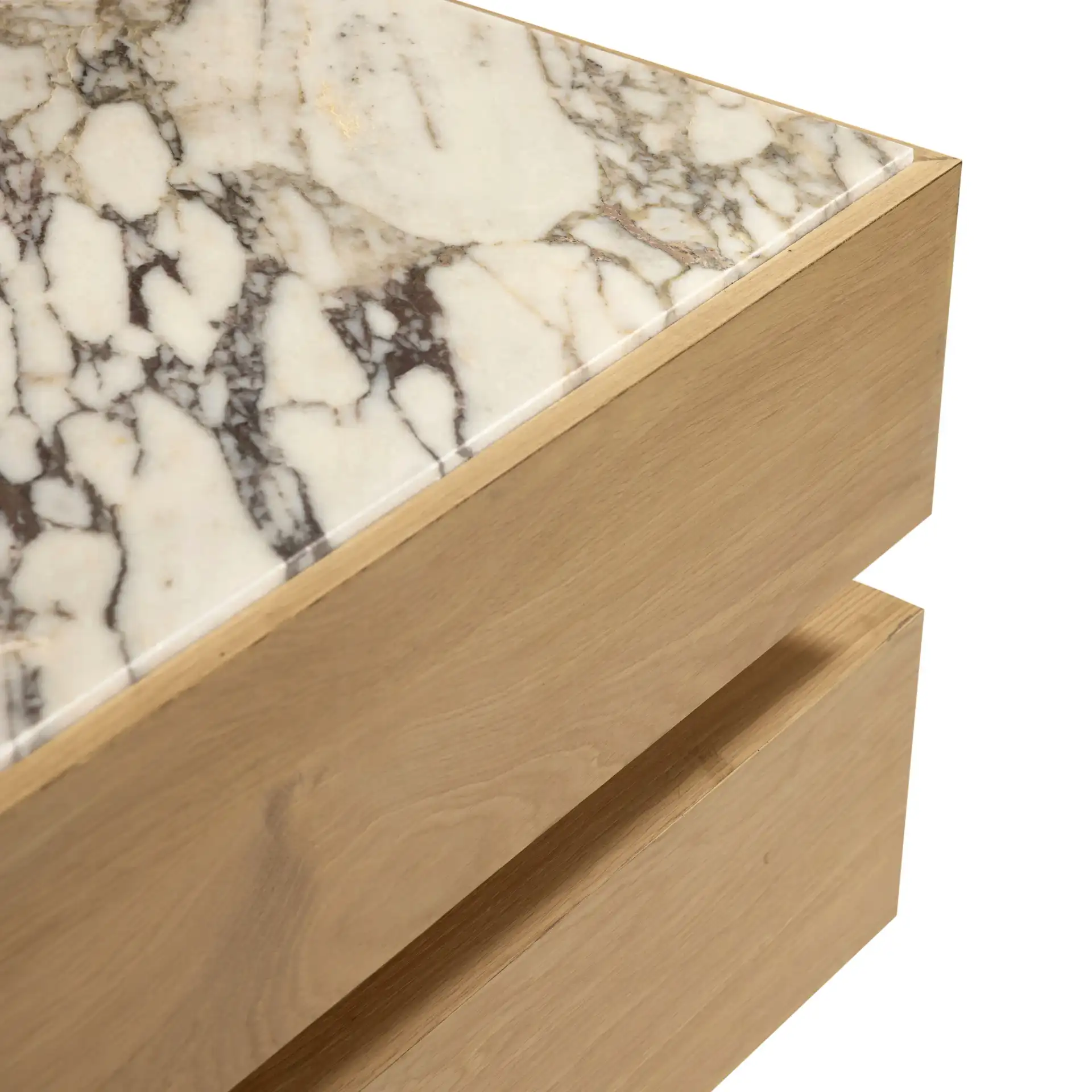 Shayrina Marble Coffee Table in Natural / White in a styled room
