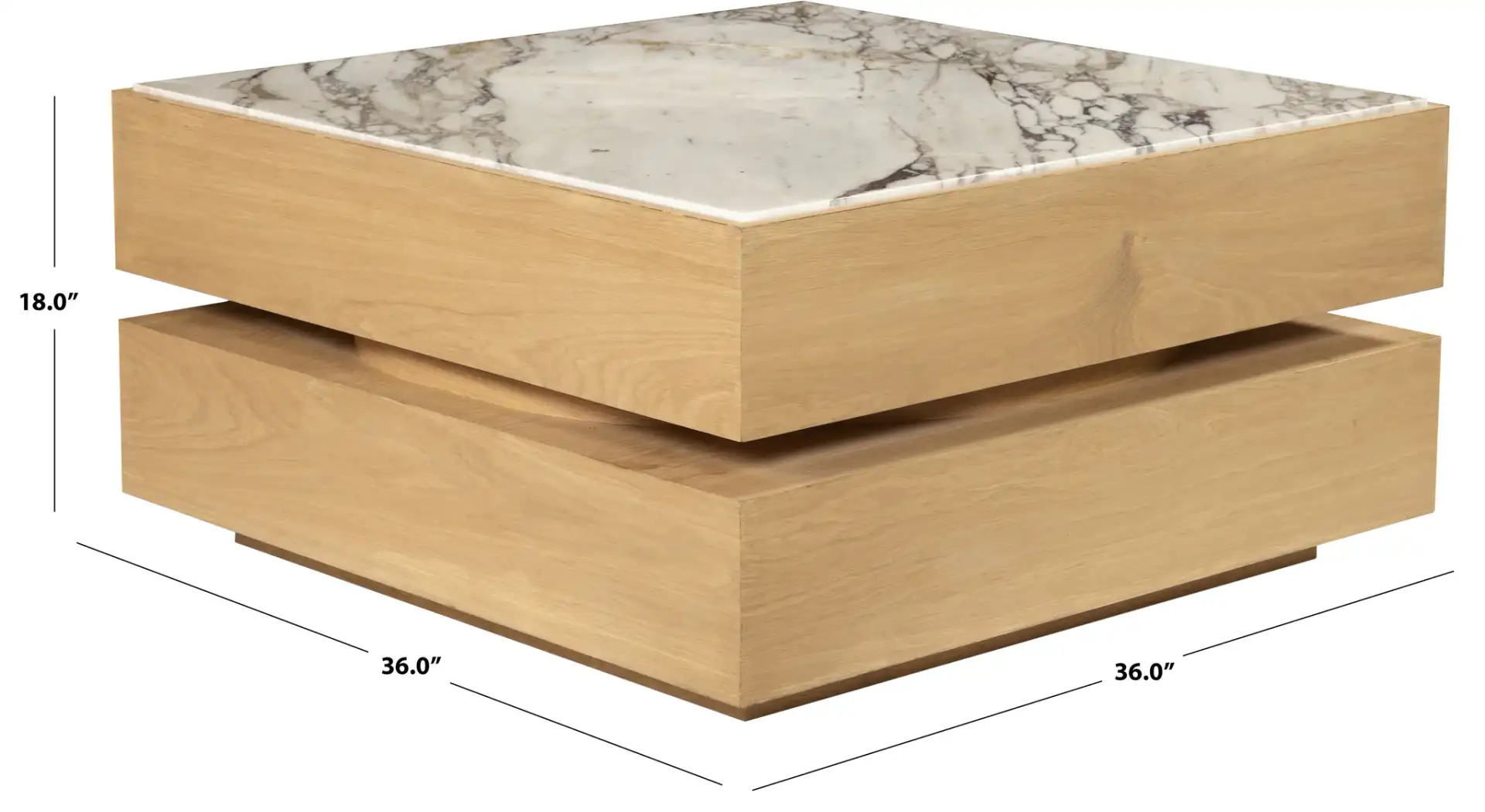 Shayrina Marble Coffee Table in Natural / White, detail view