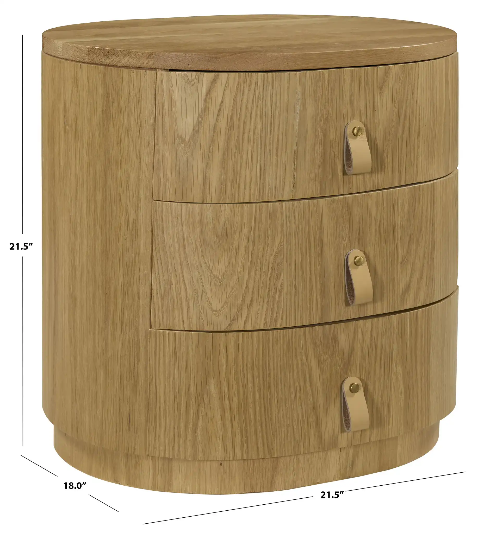 Laurabella Three-Drawer Nightstand in Natural, detail view