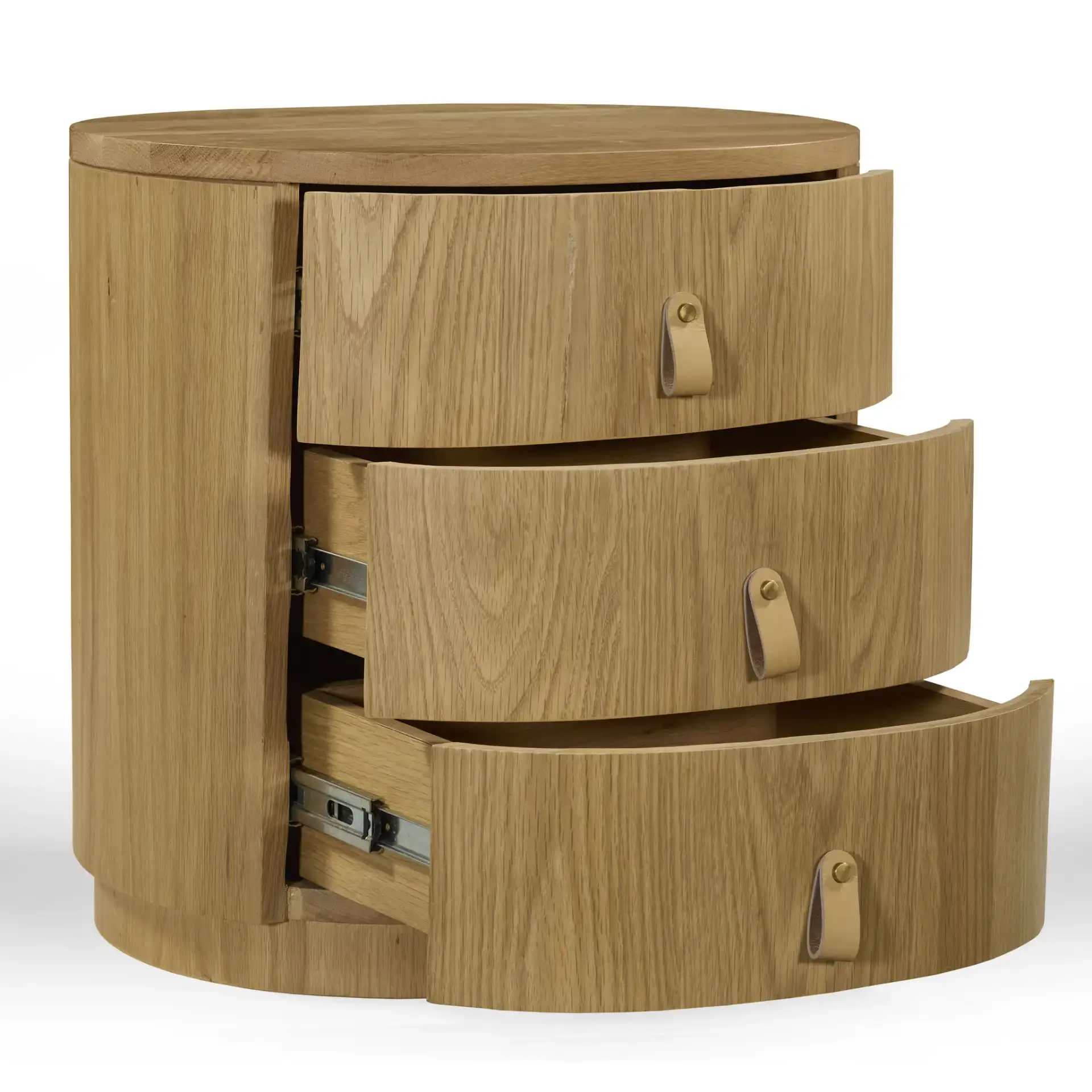Laurabella Three-Drawer Nightstand in Natural, detail view