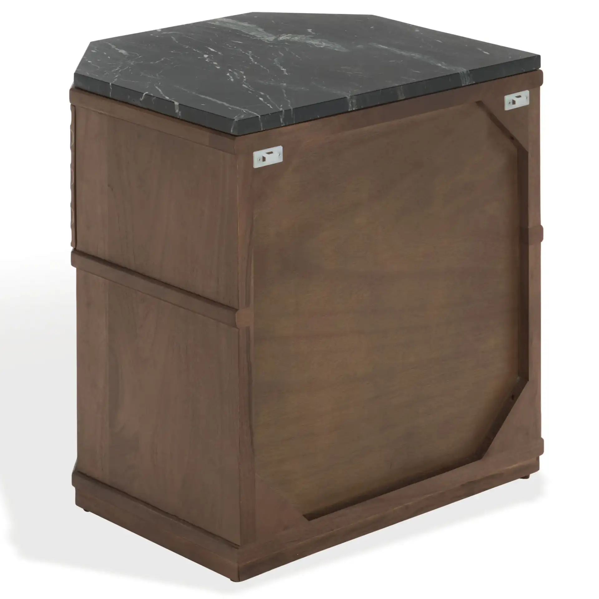 Stellamaria Marble Nightstand in Walnut / Black, detail view