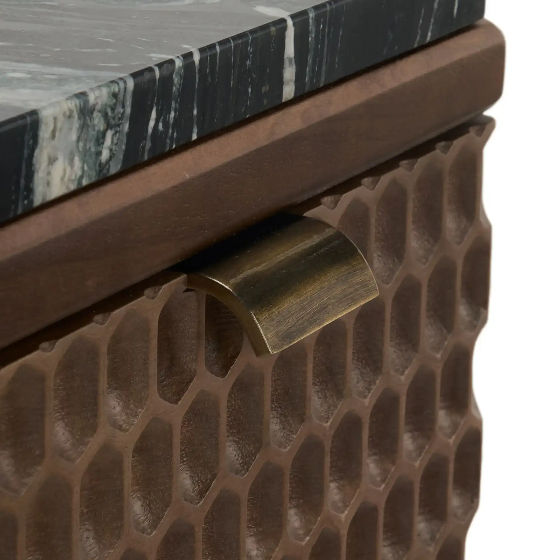 Stellamaria Marble Nightstand in Walnut / Black in a styled room