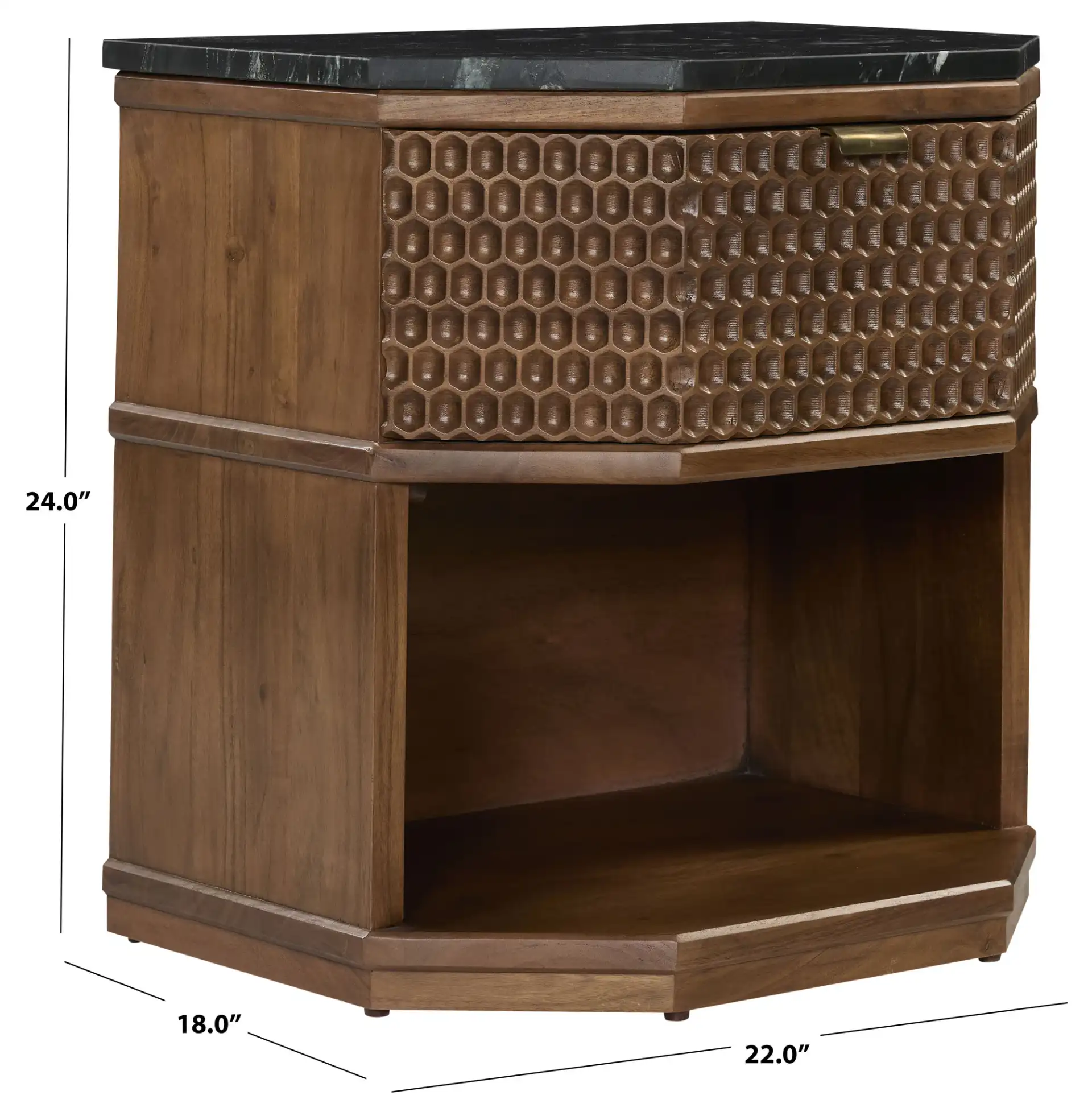 Stellamaria Marble Nightstand in Walnut / Black, detail view