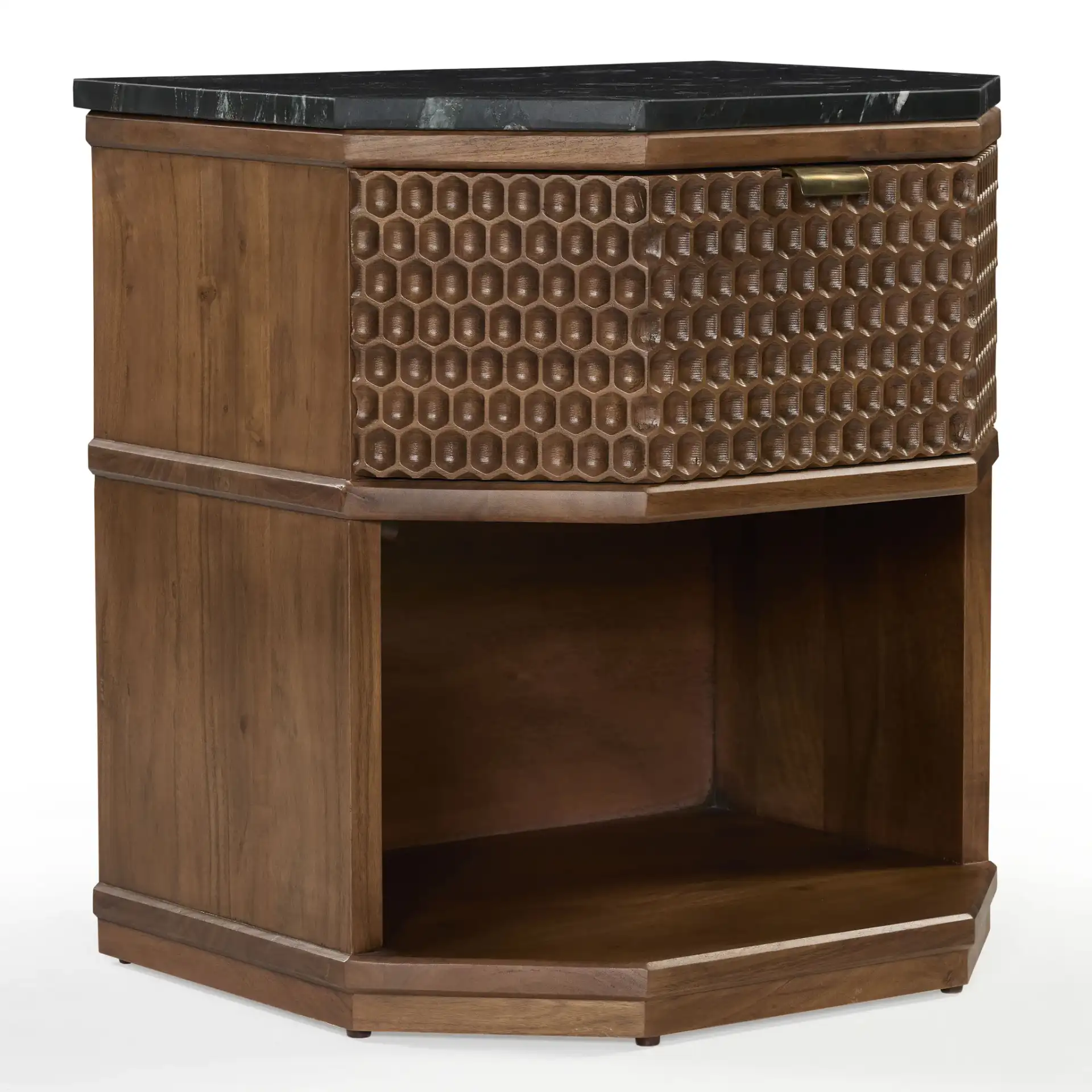 Stellamaria Marble Nightstand in Walnut / Black, detail view