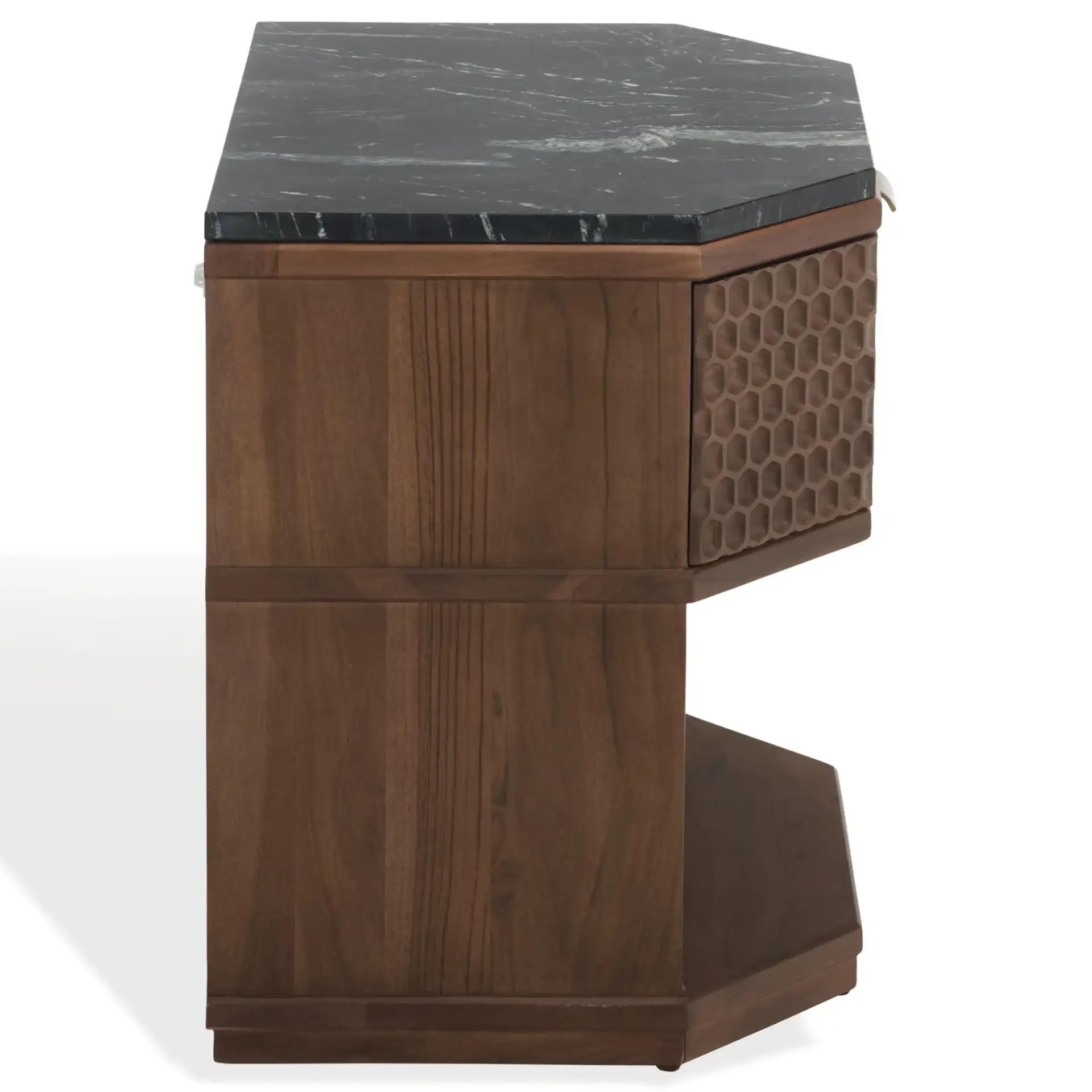 Stellamaria Marble Nightstand in Walnut / Black, detail view