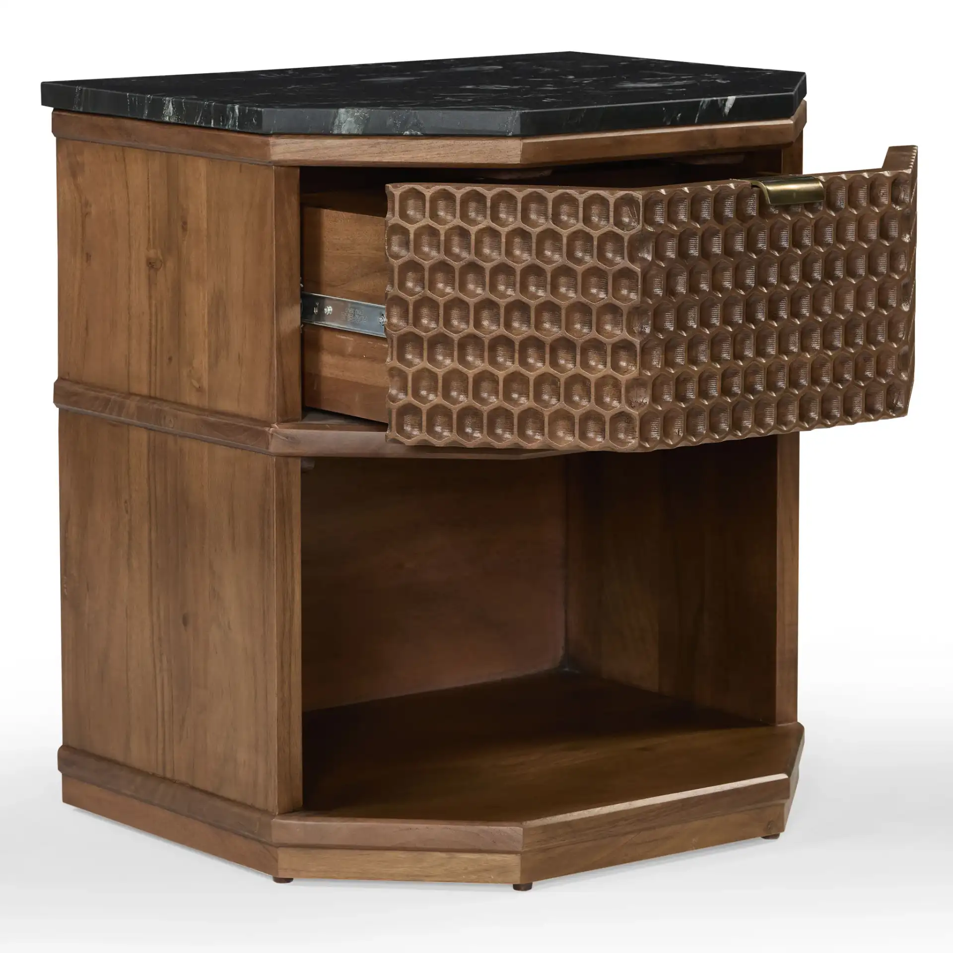 Stellamaria Marble Nightstand in Walnut / Black, detail view