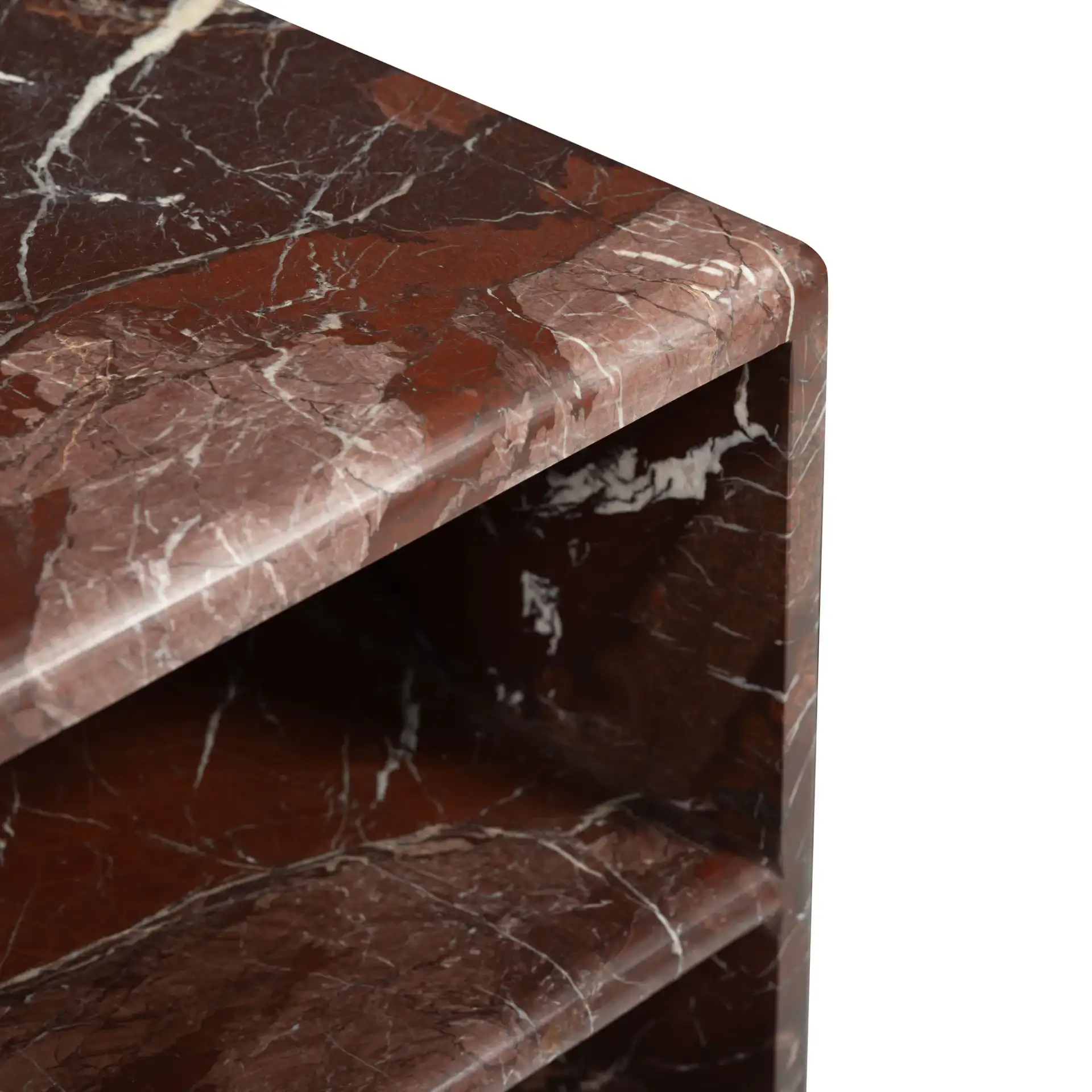 Lovoto Marble Two-Shelf Accent Table in Red in a styled room