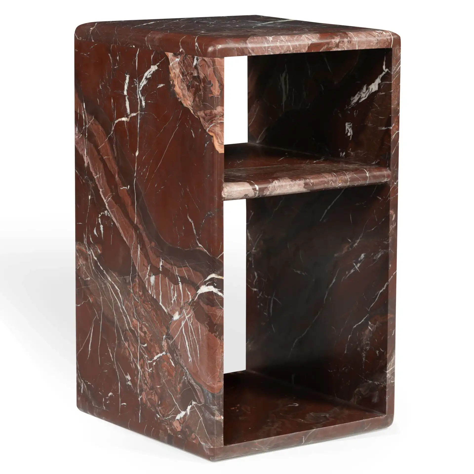 Lovoto Marble Two-Shelf Accent Table in Red, detail view