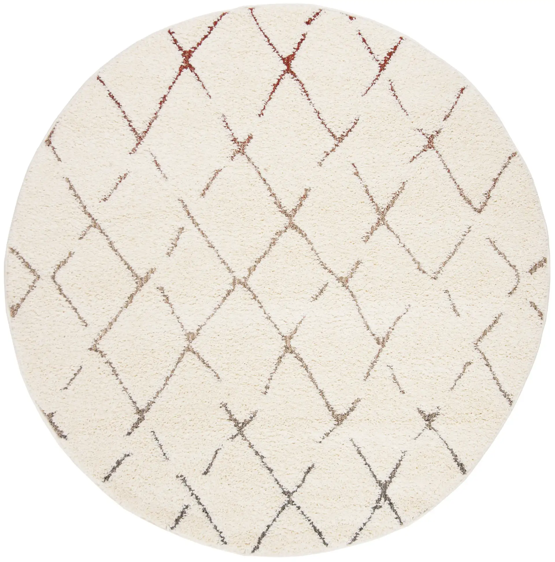 Santorini Diamond Trellis Shag Rug in Cream / Multicolor