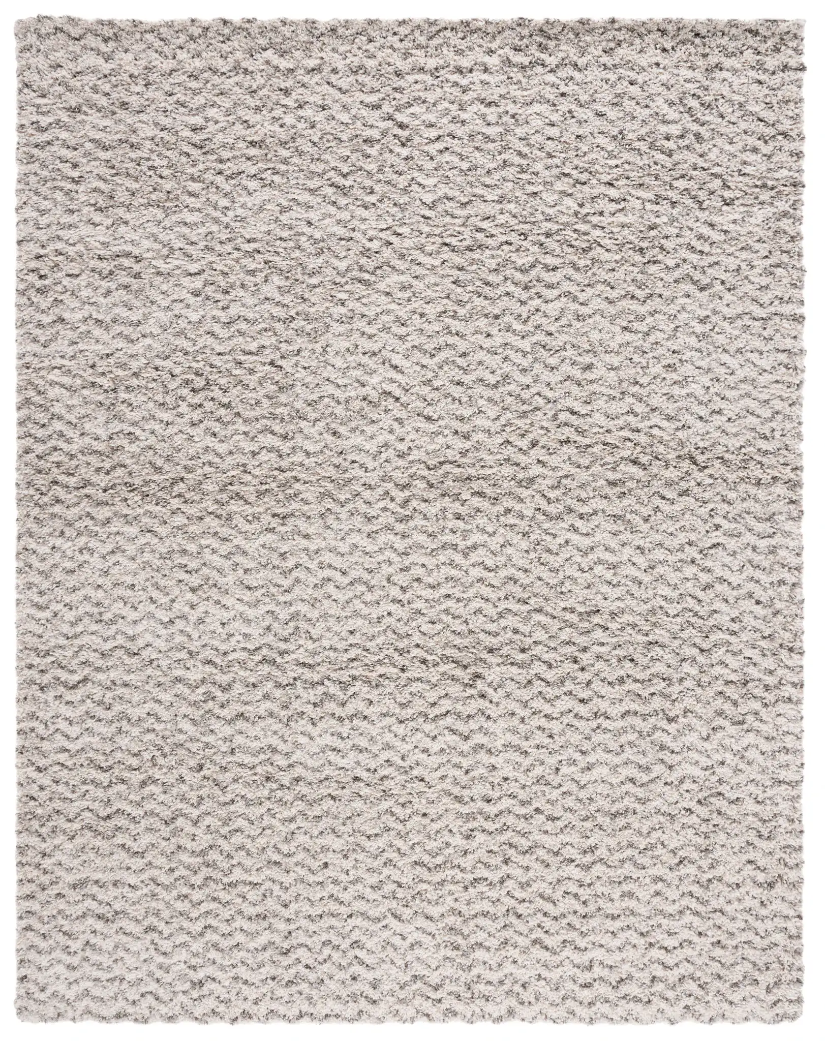 Hudson Textured Shag Rug in Ivory / Gray