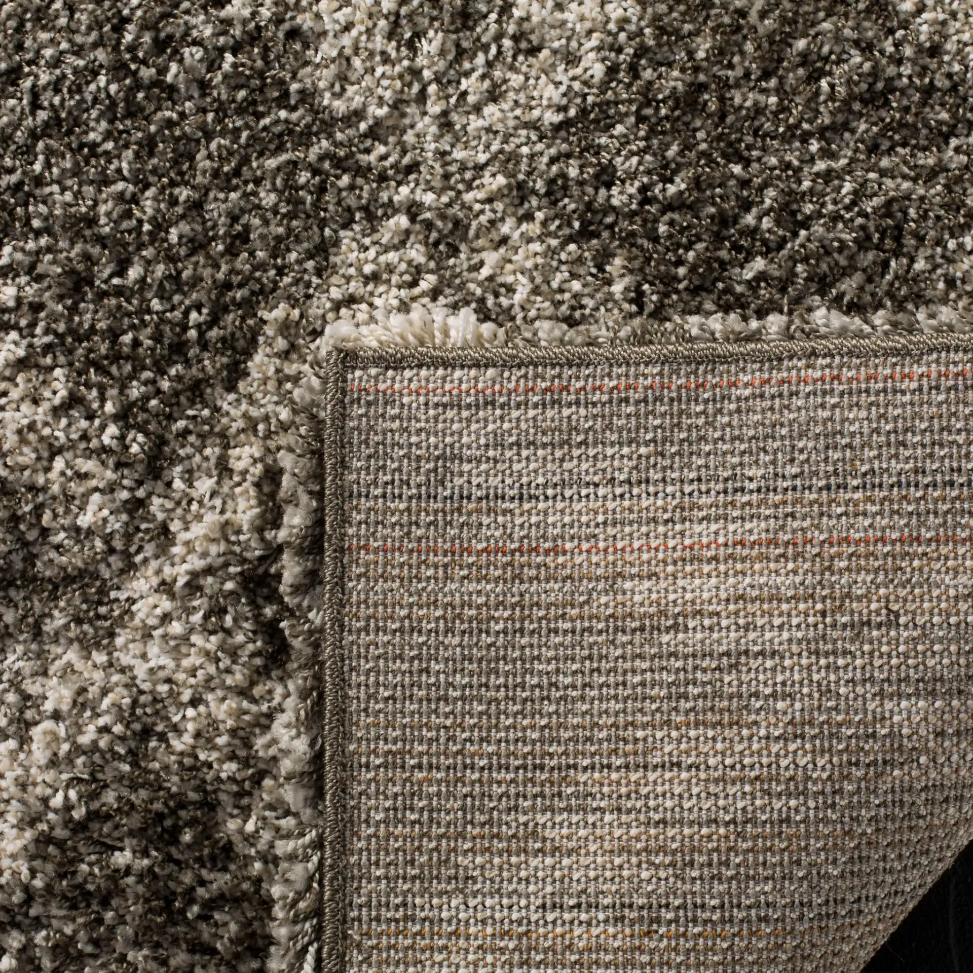 Hudson Small Diamond Trellis Shag Rug in Gray / Ivory in a styled room