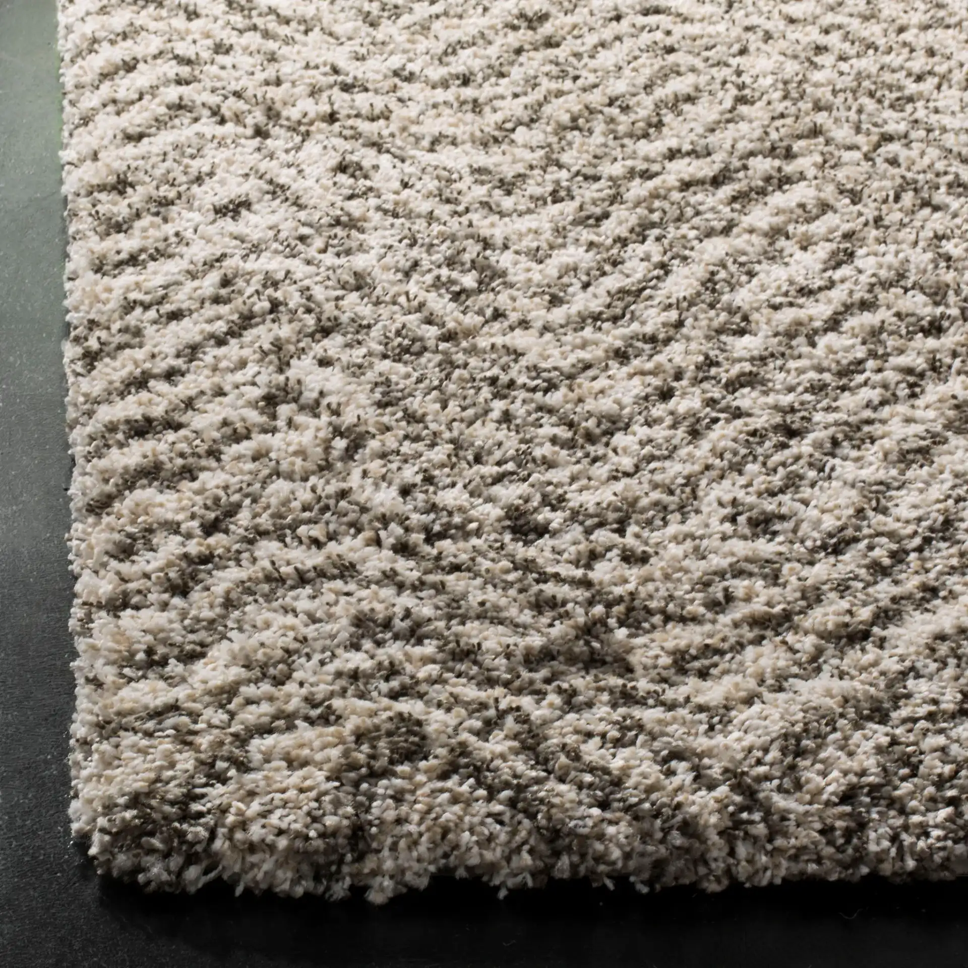 Hudson Chevron Shag Rug in Ivory / Gray in a styled room