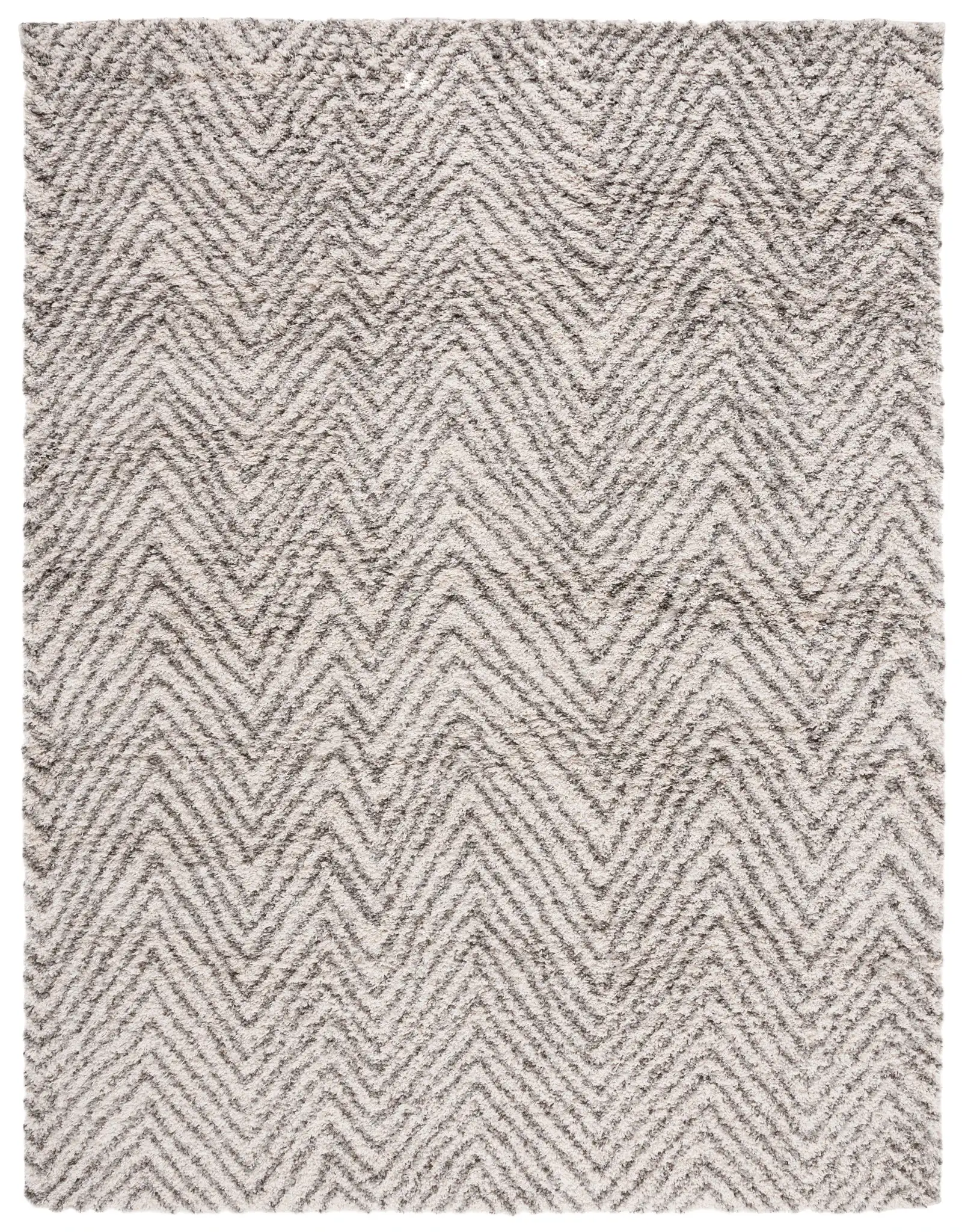 Hudson Chevron Shag Rug in Ivory / Gray