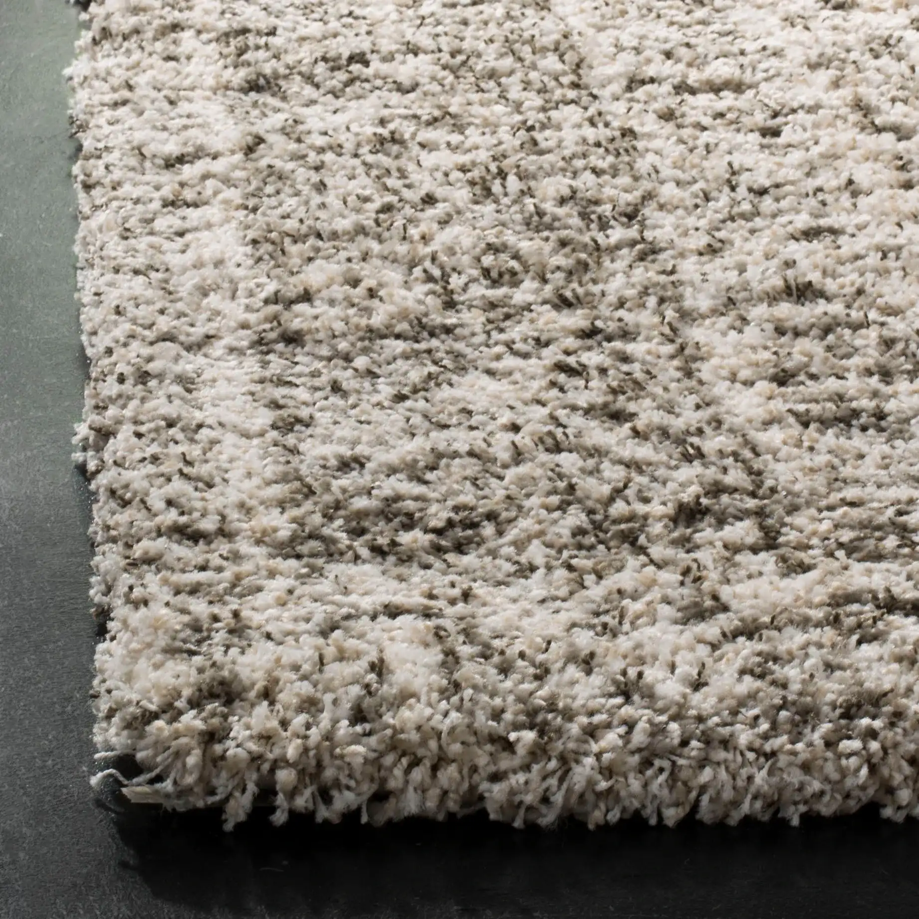 Hudson Banded Diamond Shag Rug in Ivory / Gray in a styled room