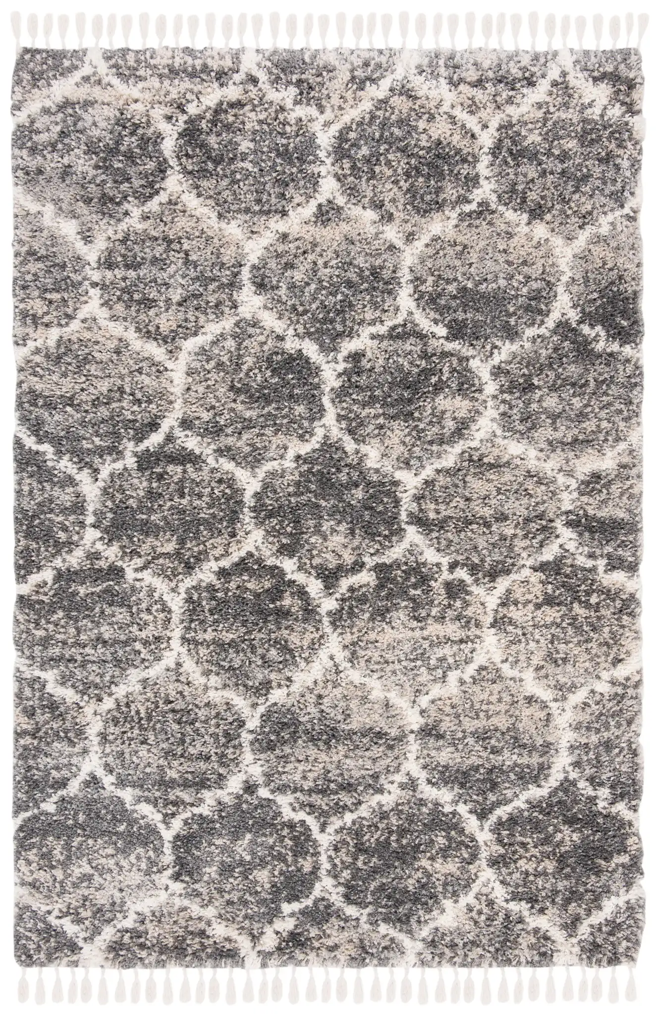 Melrose Lattice Shag Rug in Dark Gray / Ivory
