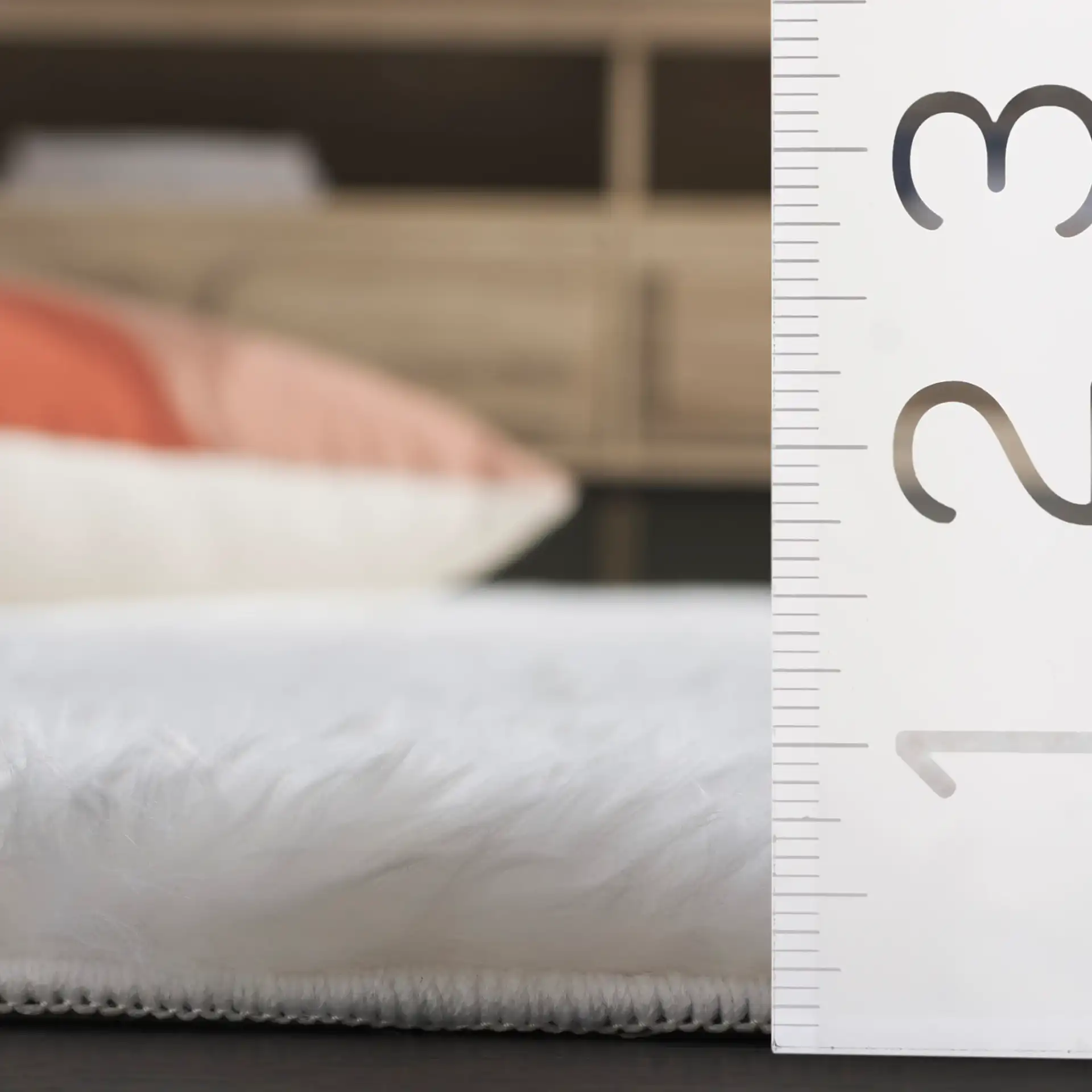 Tokyo Shag Solid Washable Rug in Ivory in a styled room