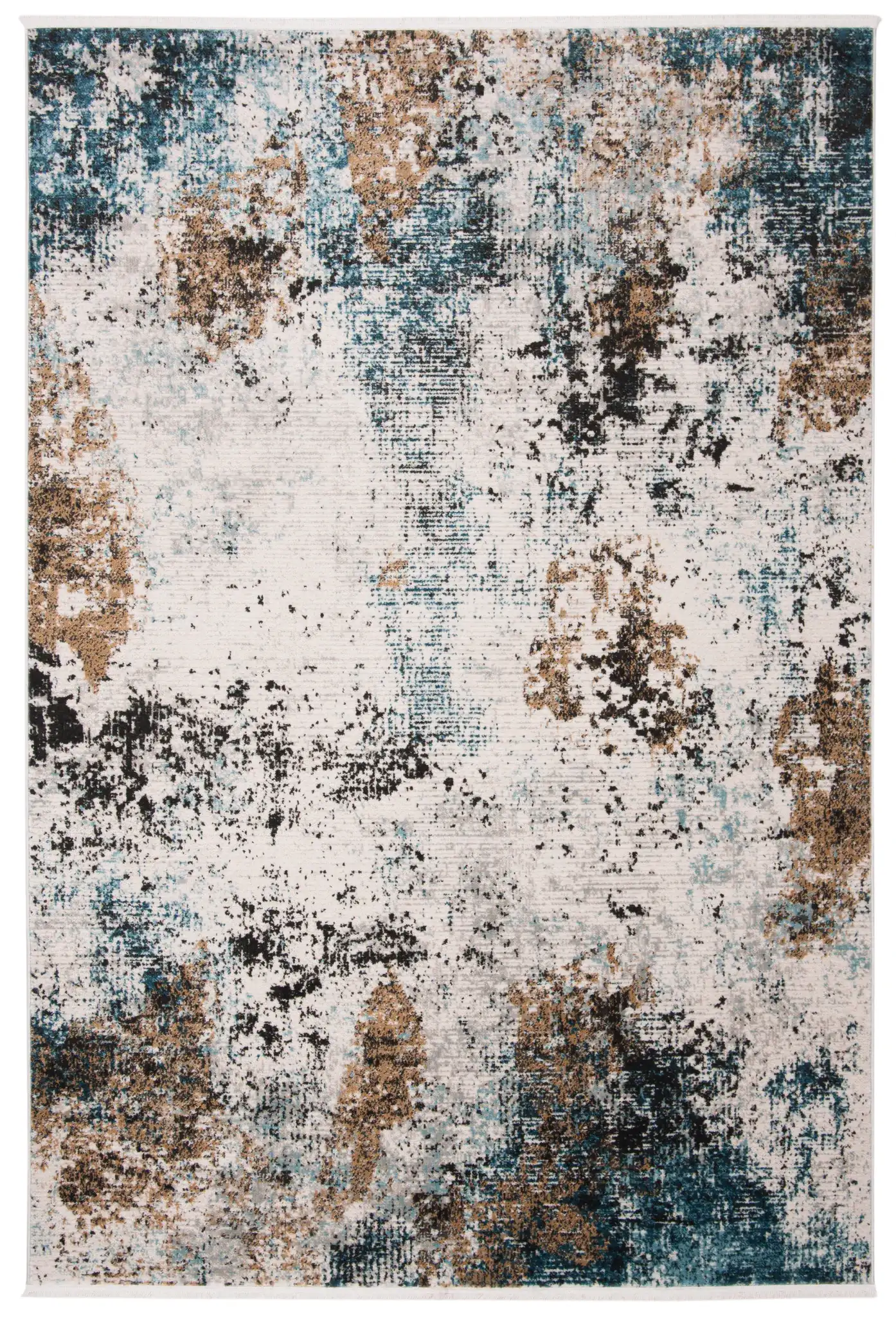 Shivan Abstract Distressed Rug in Ivory / Gray