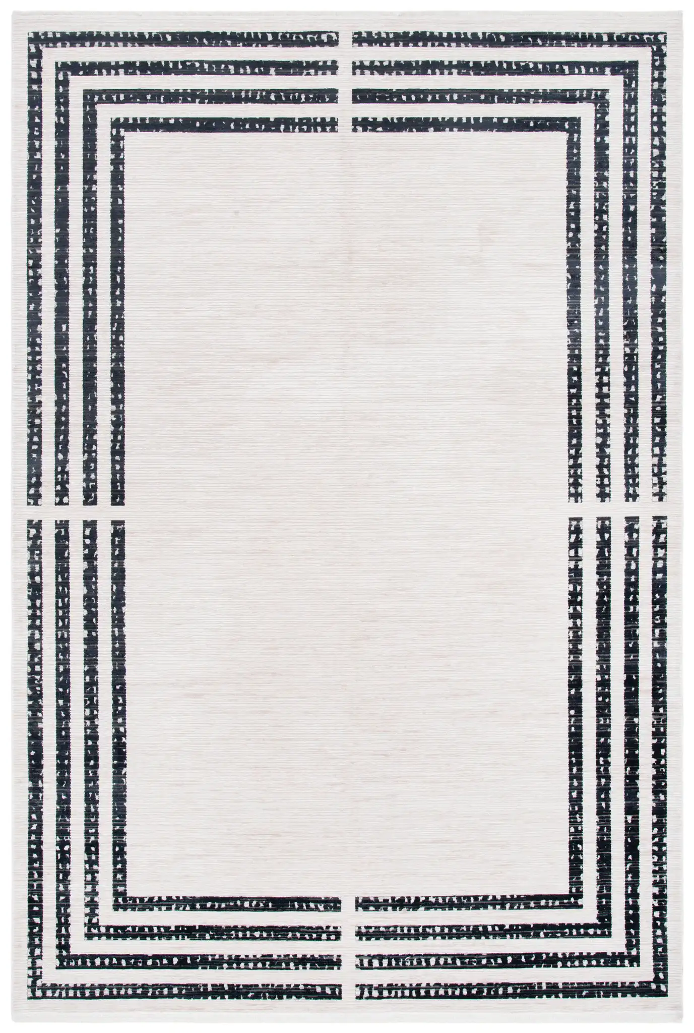 Signature Linear Frame Rug in Ivory / Black
