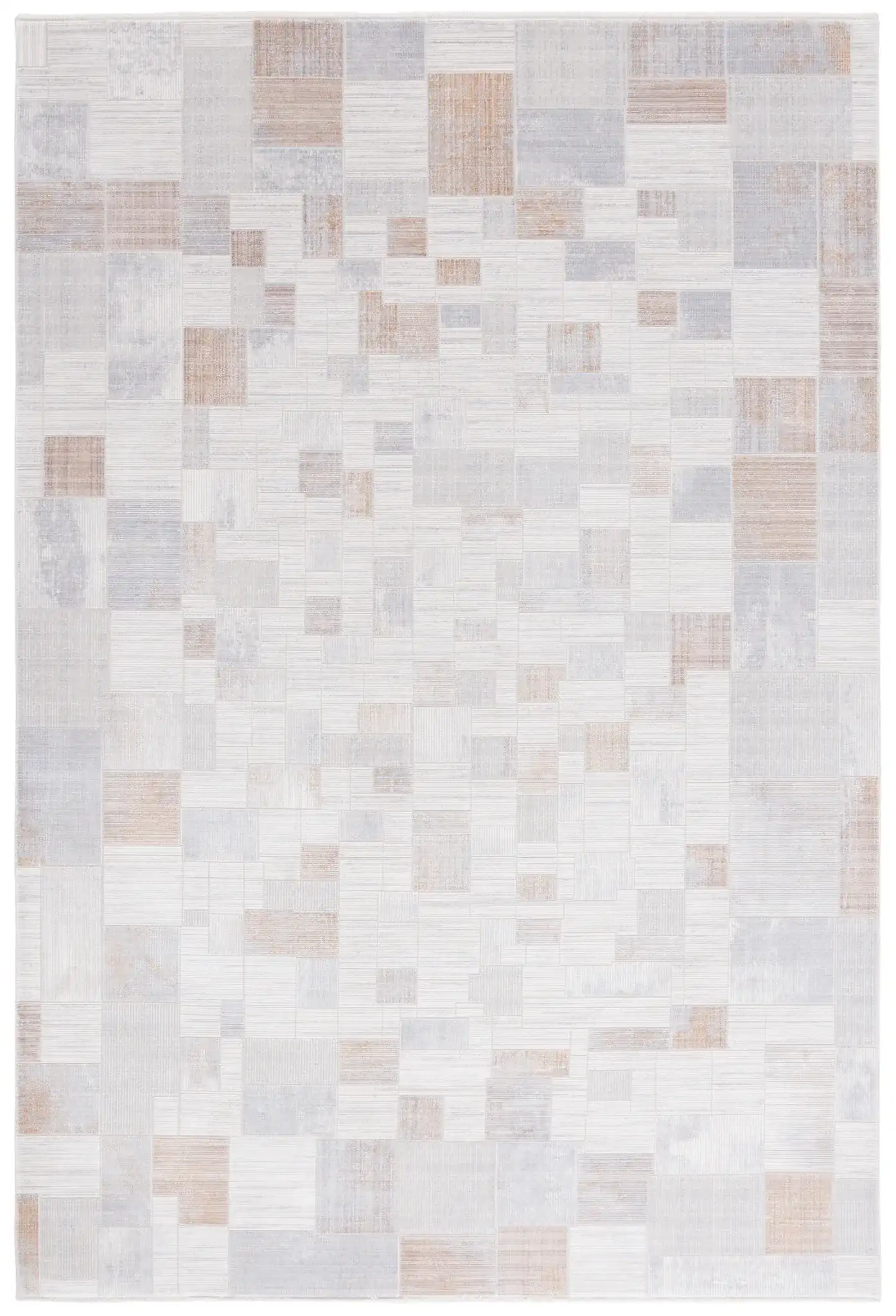 Signature Grid Patchwork Rug in Gray / Blue