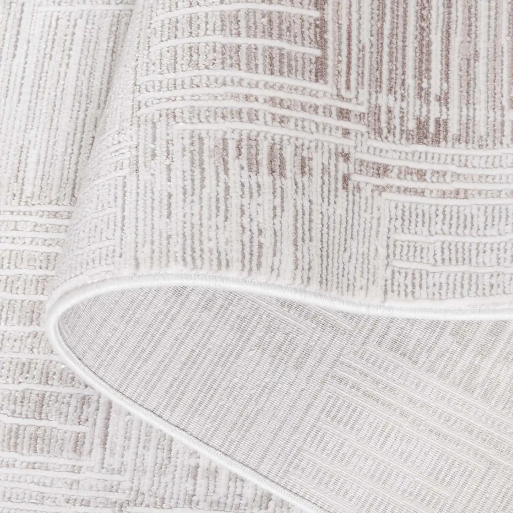 Signature Grid Basketweave Border Rug in Gray / Ivory in a styled room