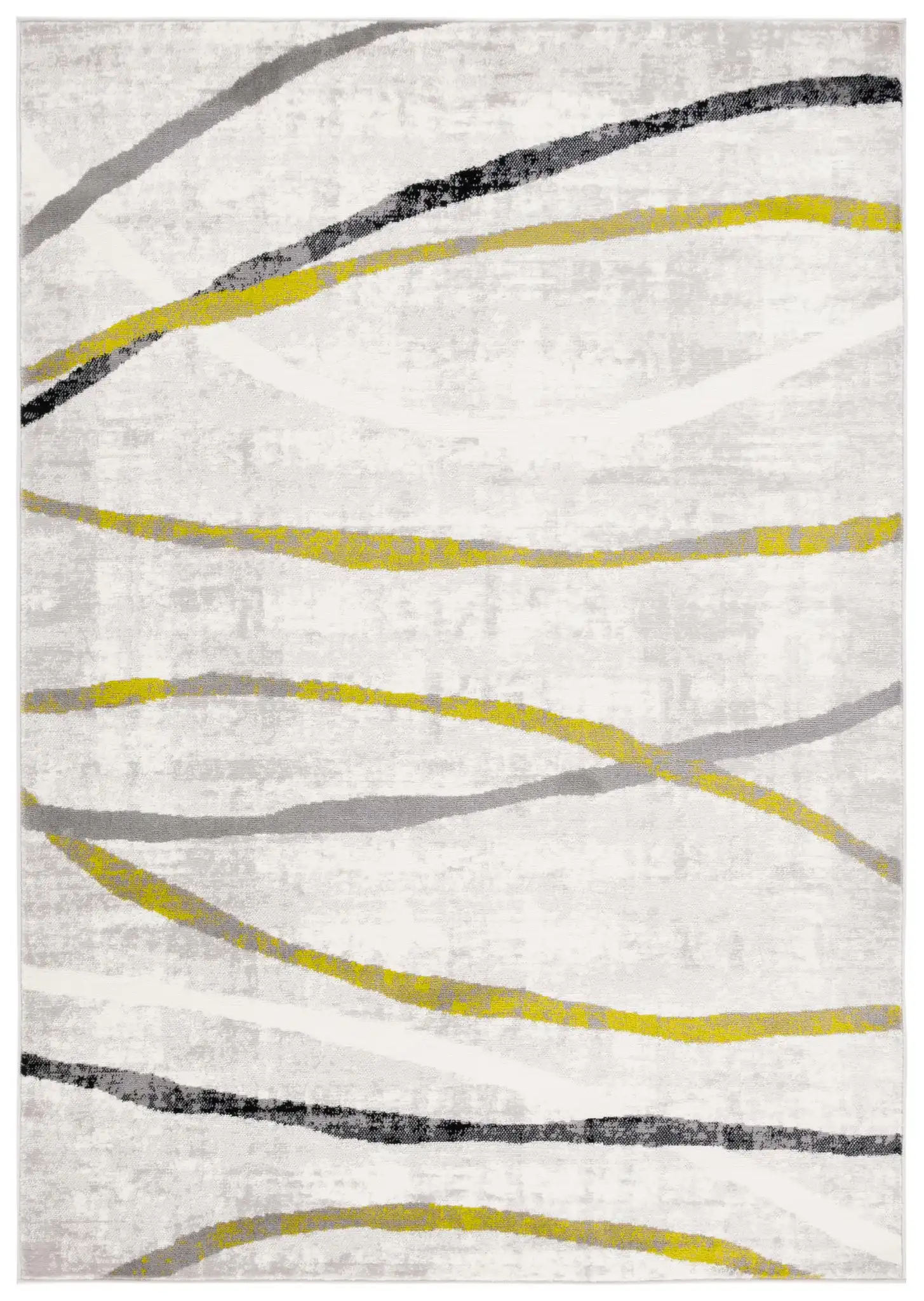 Skyler Abstract Wave Rug in Ivory Gray / Green