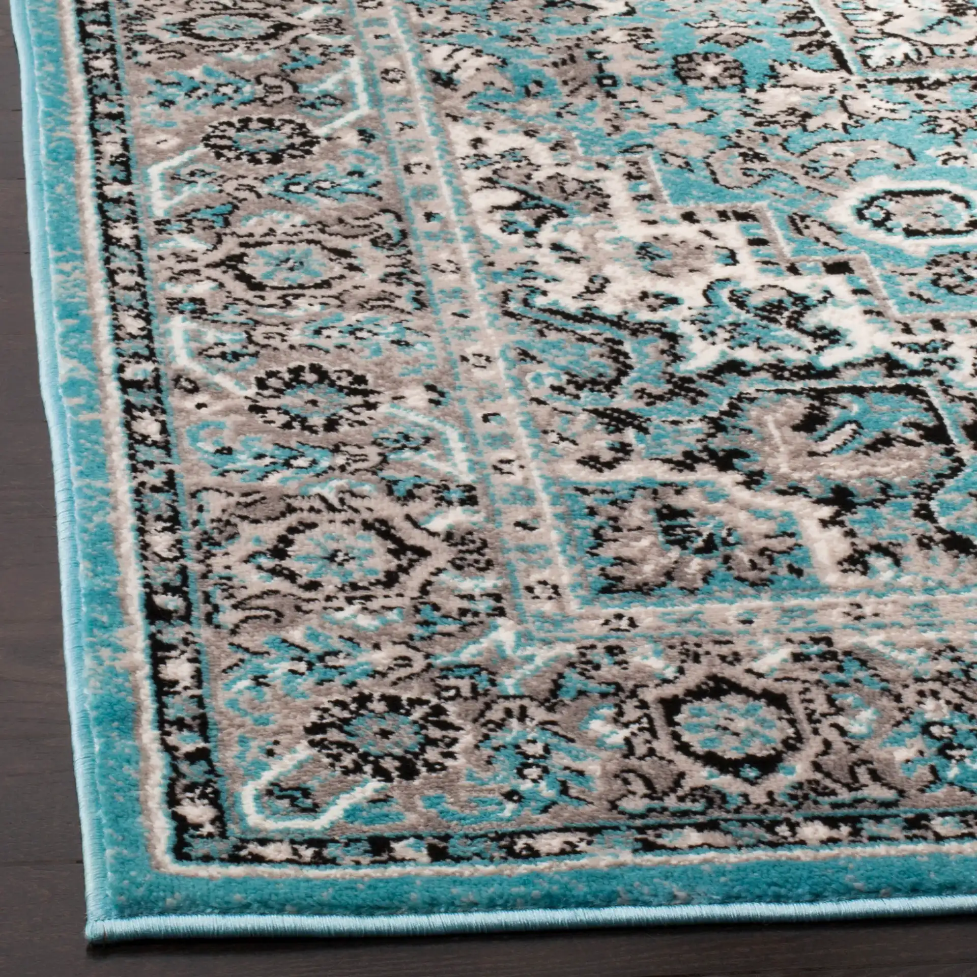 Skyler Medallion Rug in Blue / Ivory in a styled room