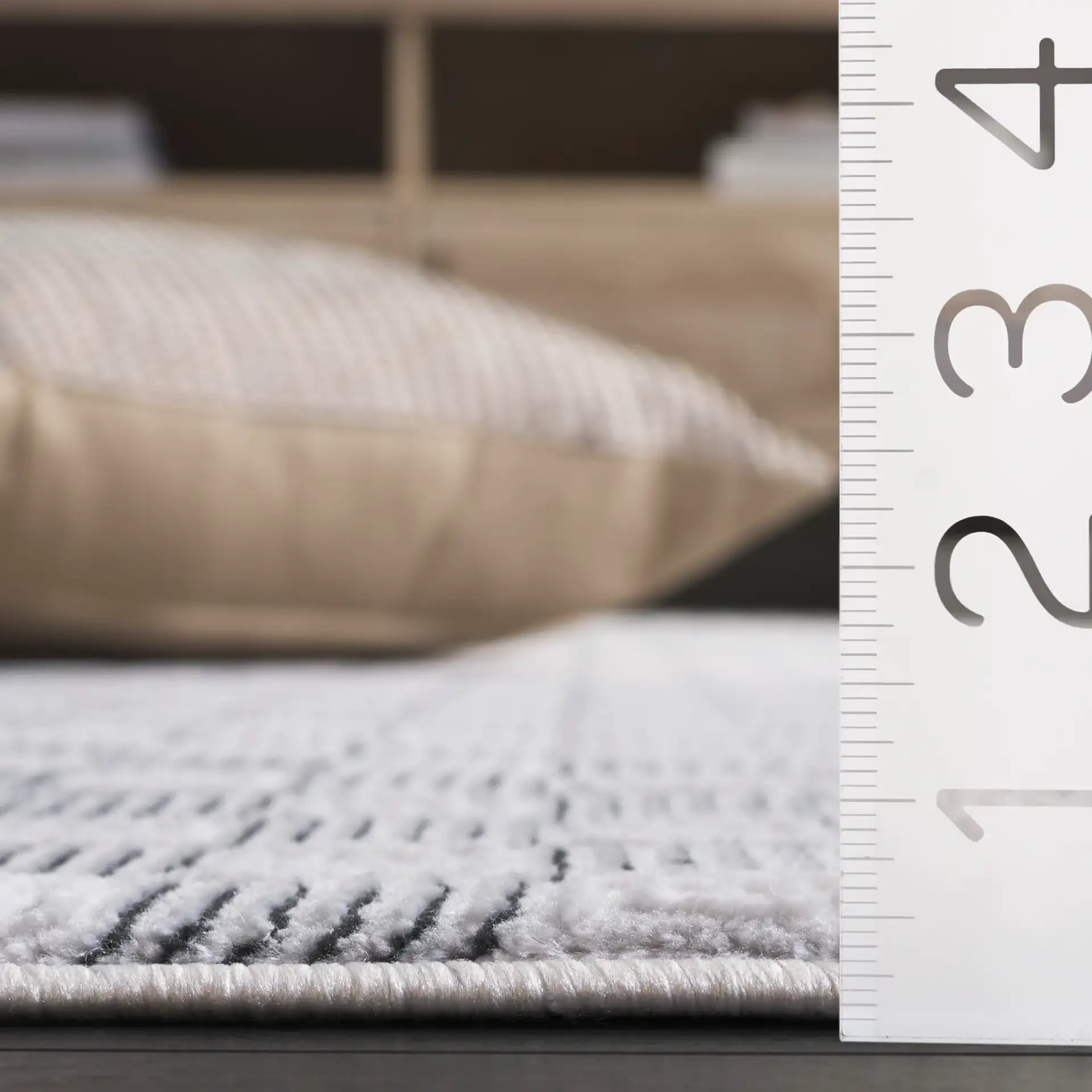 Slate Checkerboard Square Rug in Gray / Ivory Black in a styled room