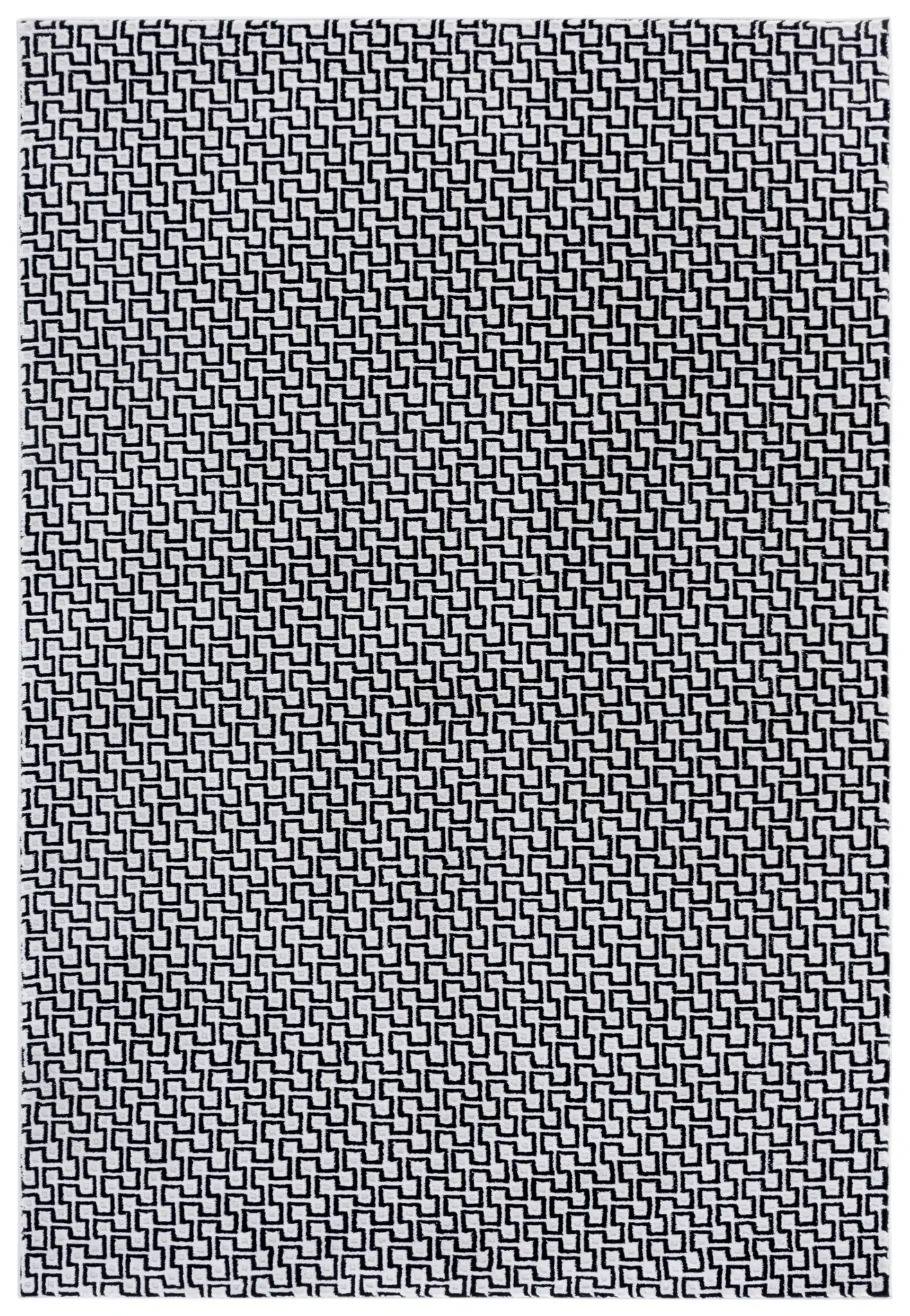 Slate Interlocking Maze Rug in Ivory / Black