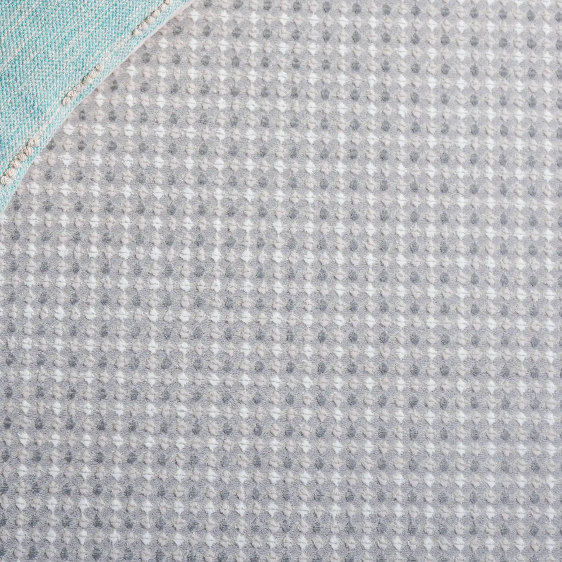Slate Grid Rug in Gray / Ivory in a styled room