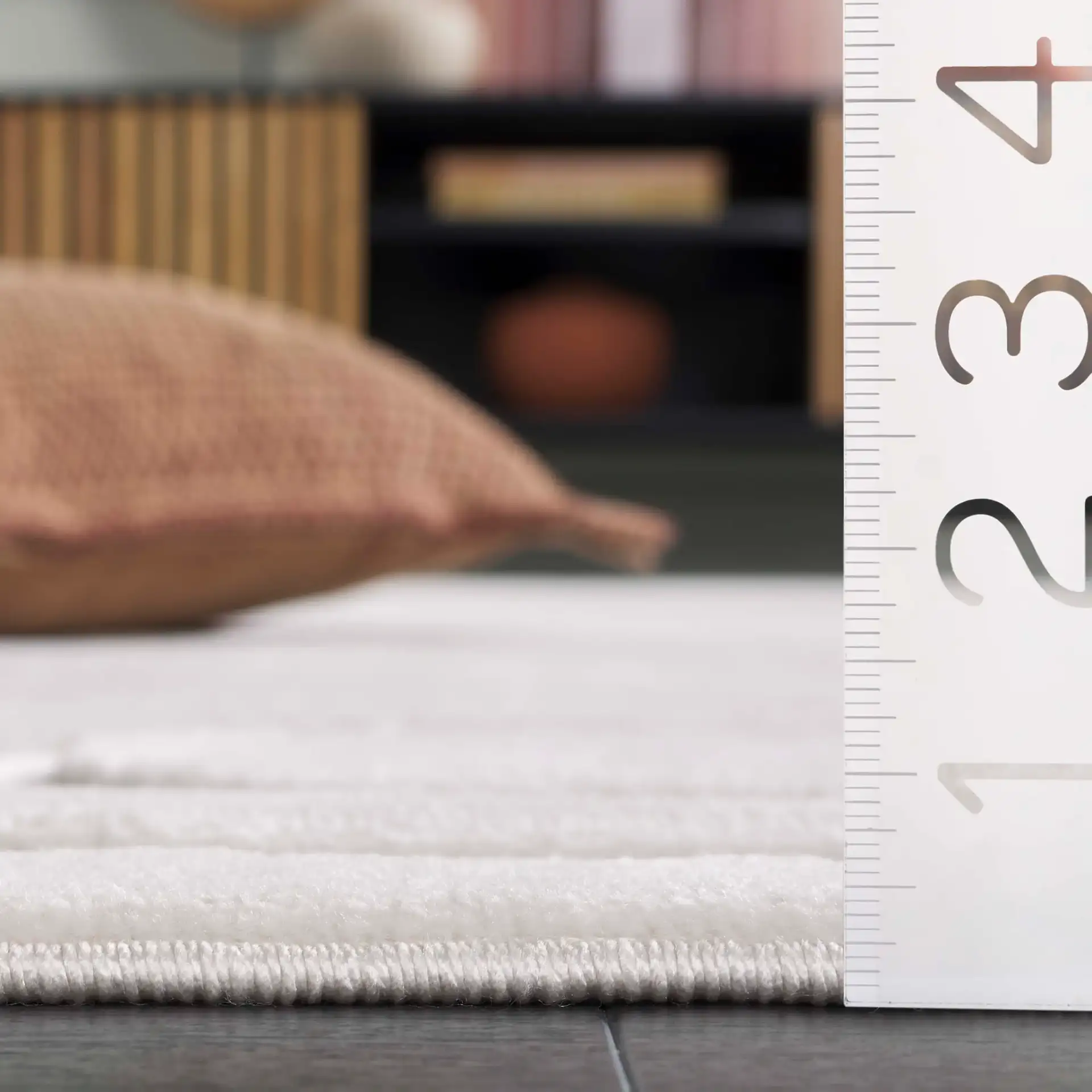 Selena Arch Rug in Ivory in a styled room