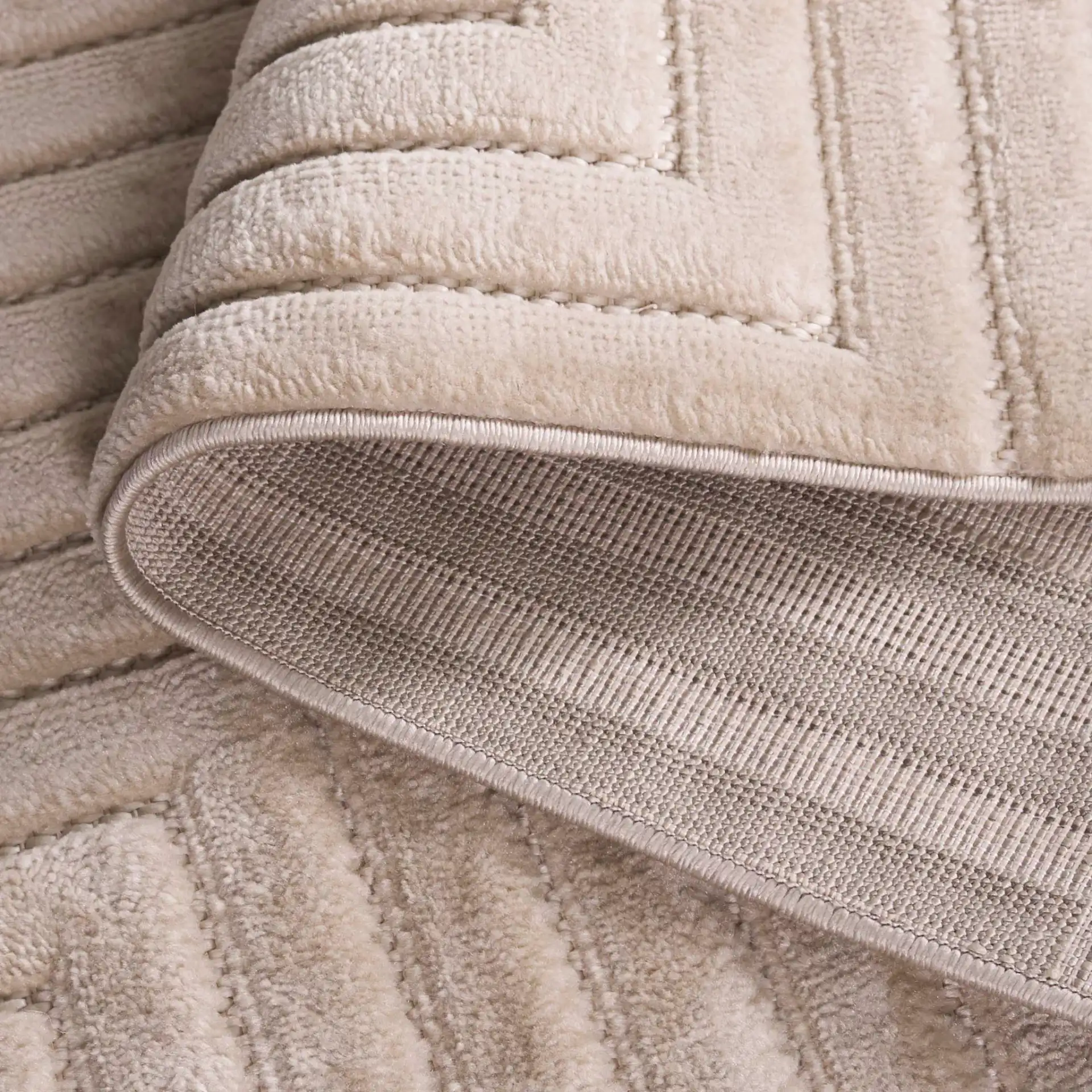 Selena Maze Rug in Beige in a styled room