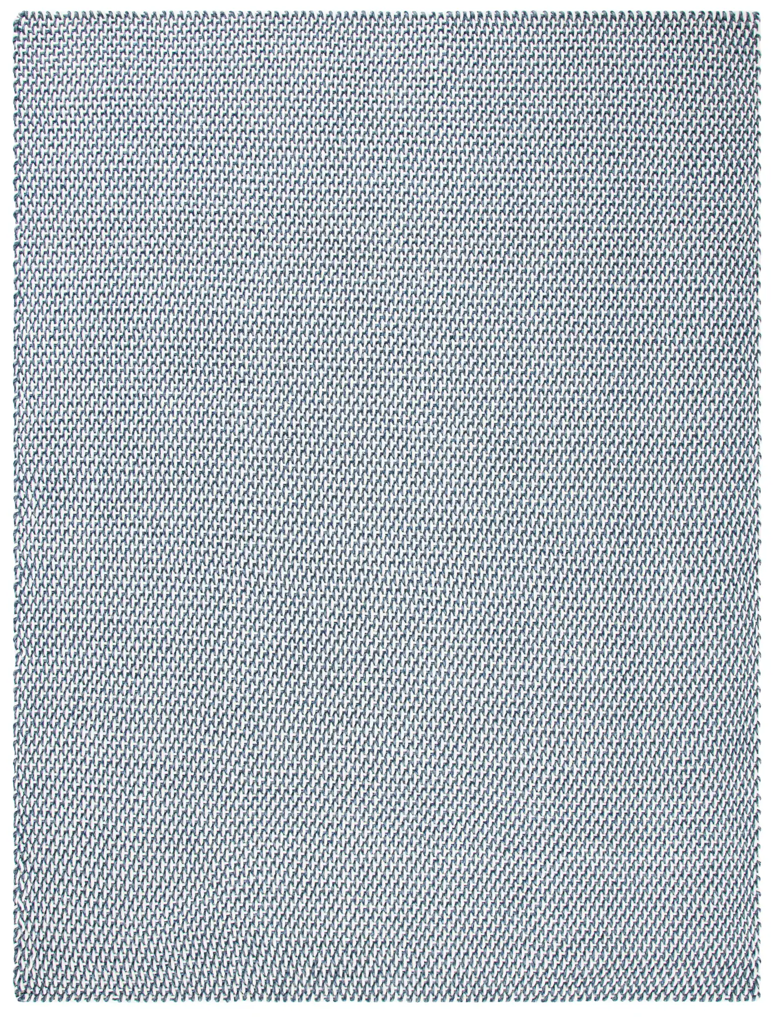 Salem Basketweave Hand-Woven Cotton Rug in Dark Blue