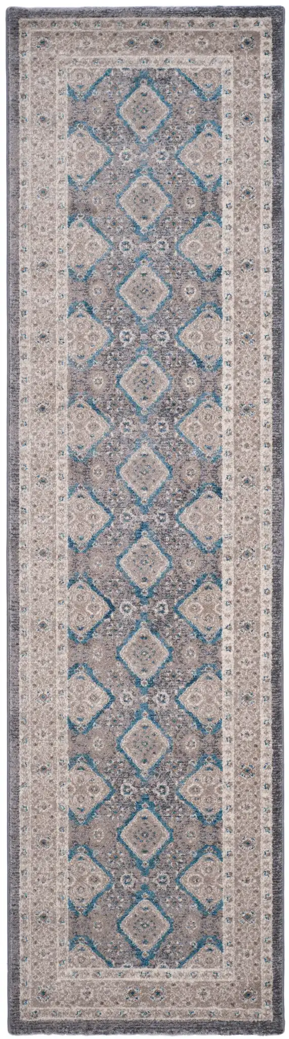 Sofia Medallion Bordered Rug in Light Gray / Beige