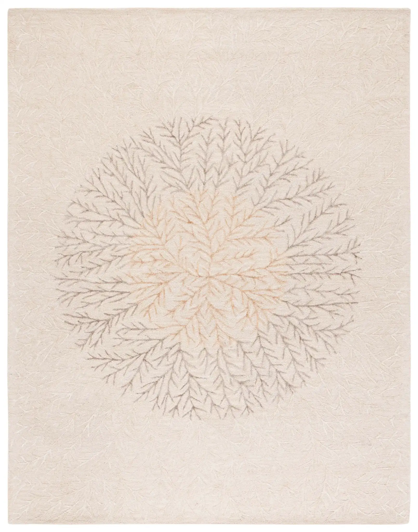 Soho Branching Hand-Tufted Wool & Viscose Rug in Beige / Brown