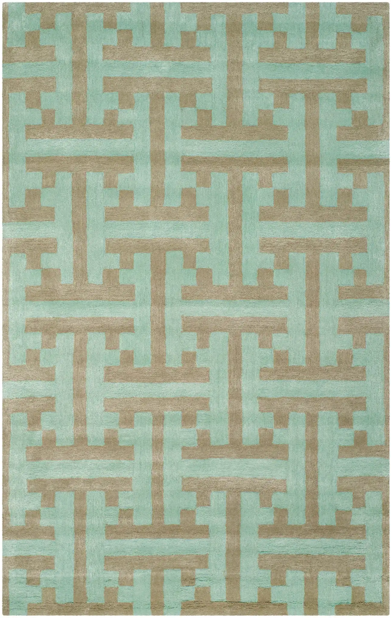 Soho Interlocking Maze Hand-Tufted Rug in Light Blue / Multicolor