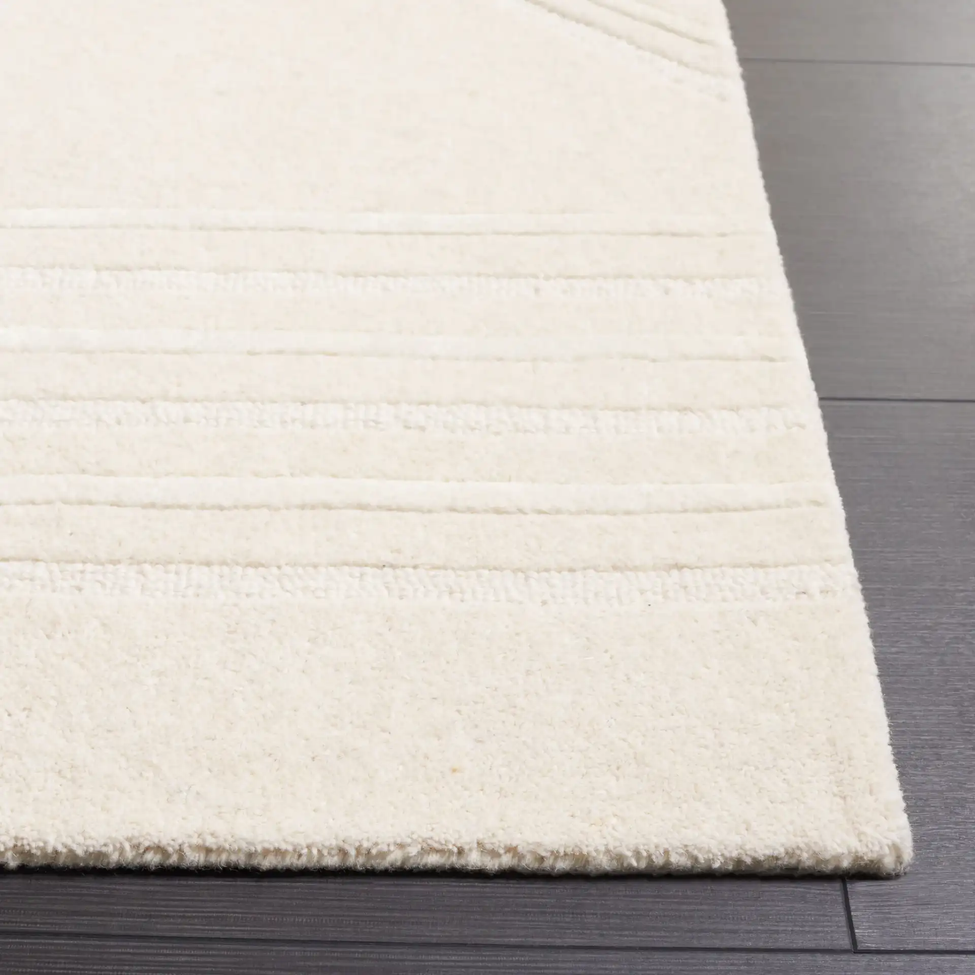 Soho Linear Path Hand-Tufted Rug in Beige / Ivory in a styled room