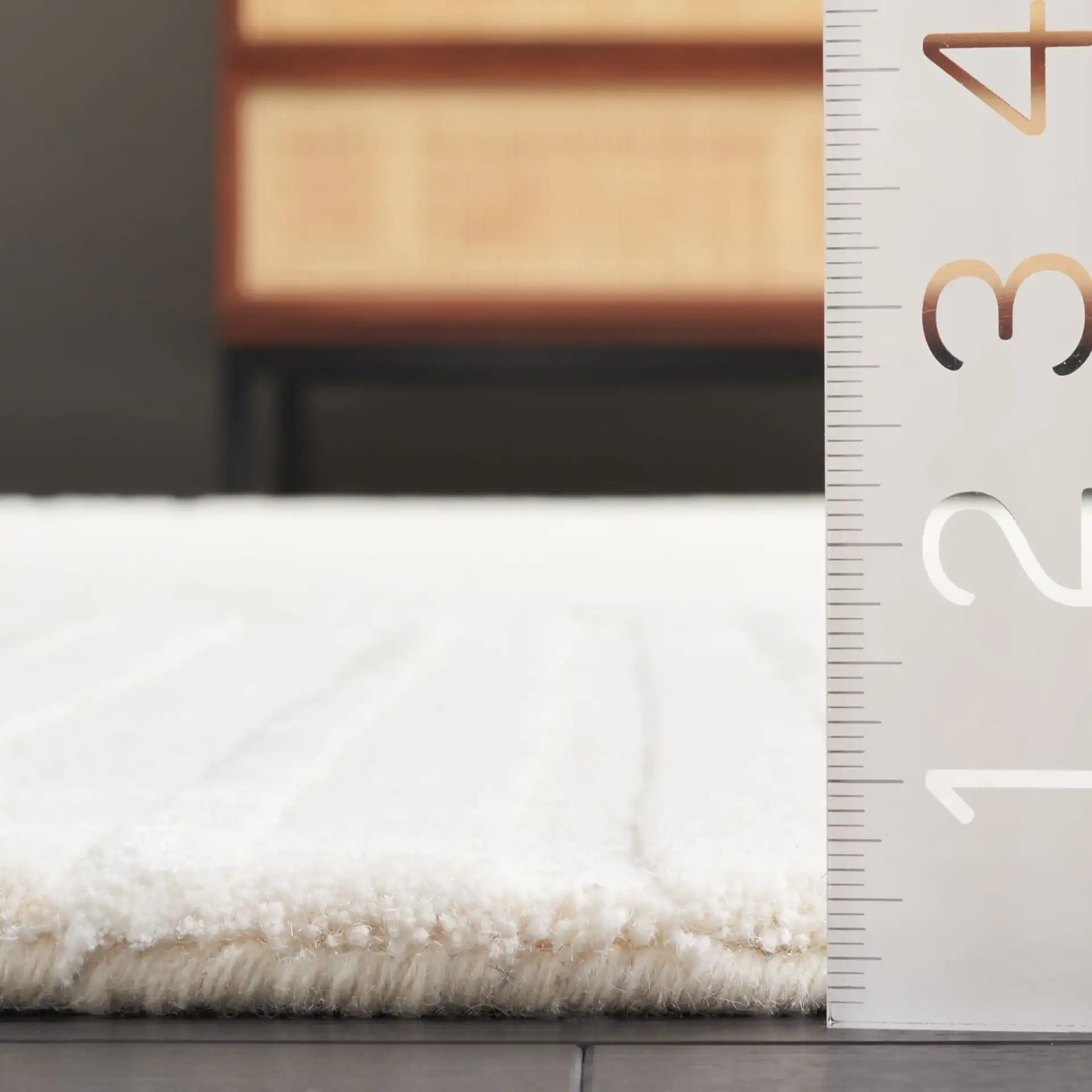 Soho Linear Path Hand-Tufted Rug in Beige / Ivory in a styled room