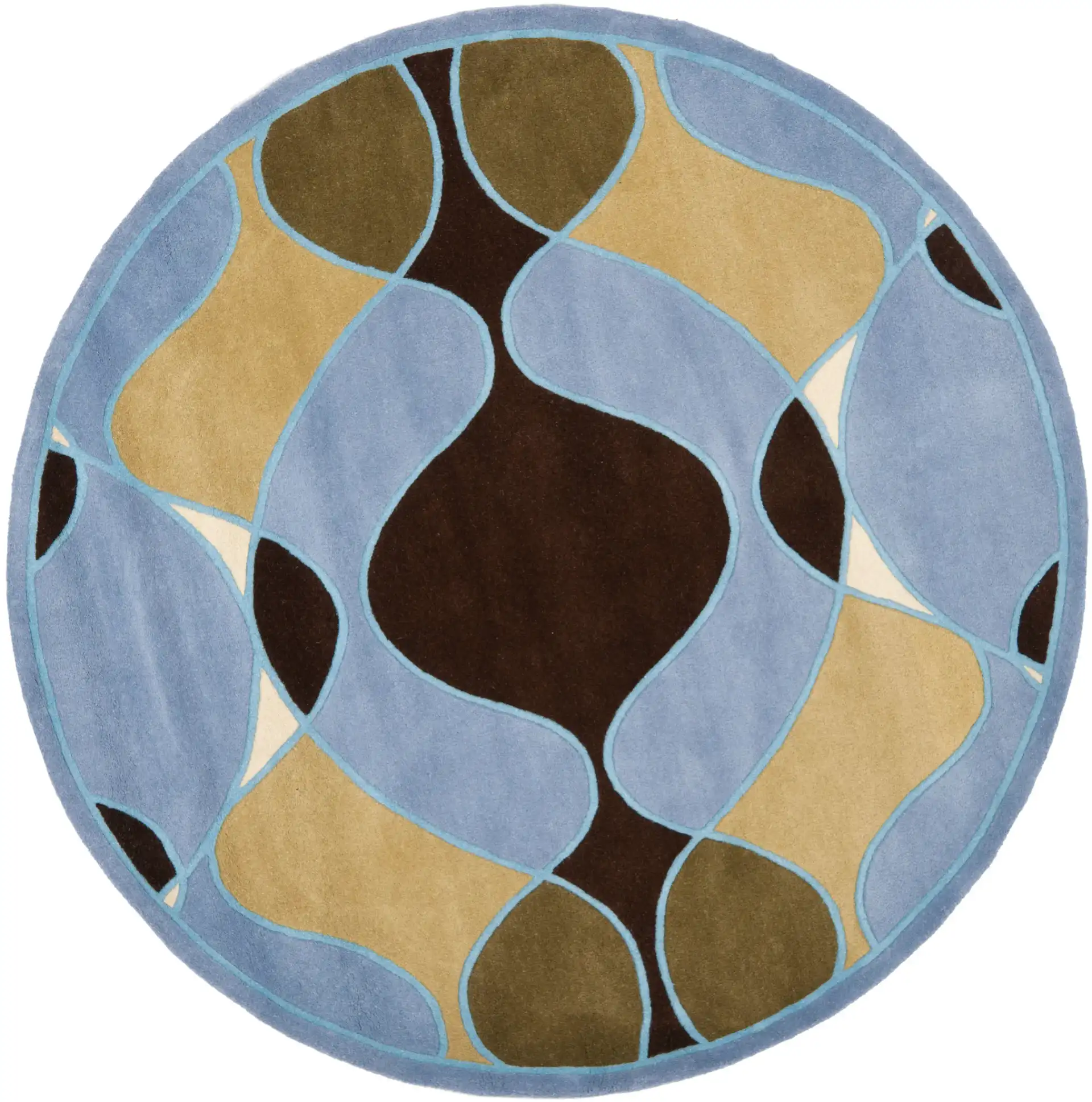 Soho Interlocking Waves Hand-Tufted Rug in Blue / Multicolor