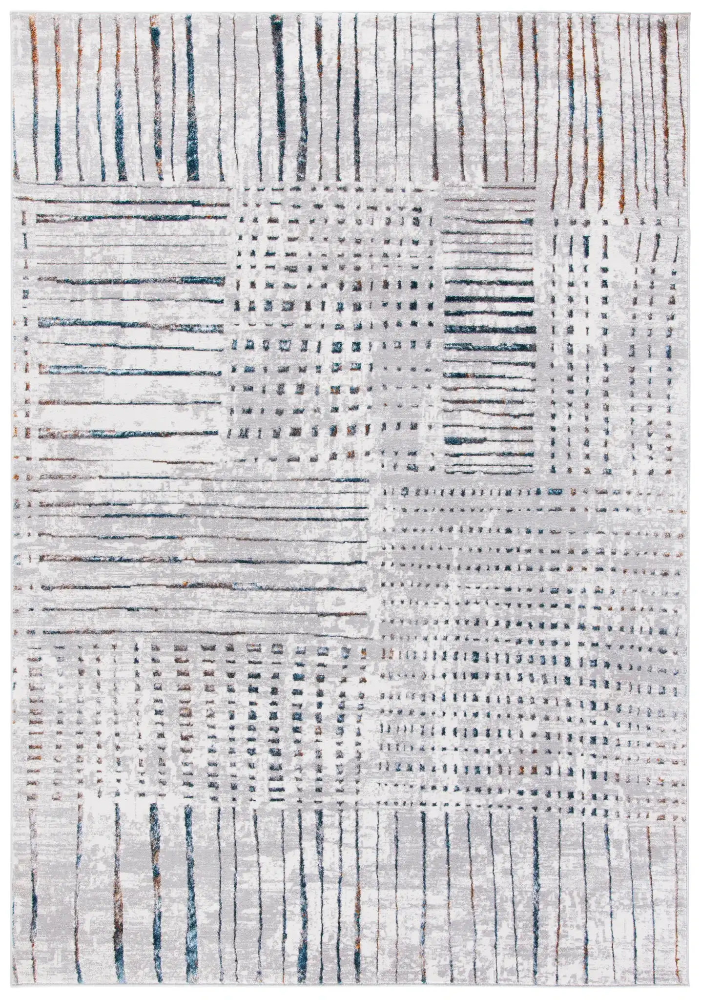 Sonoma Patchwork Grid Rug in Gray / Ivory