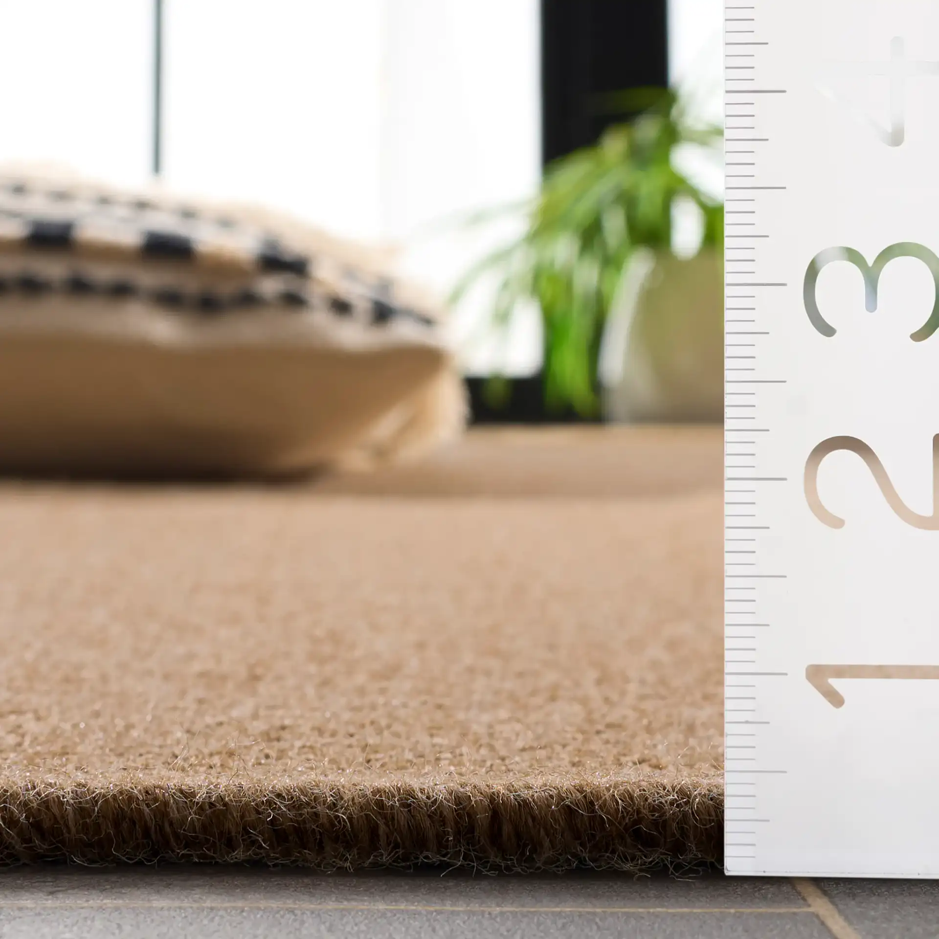 Sisal Performance Solid Rug in Natural in a styled room