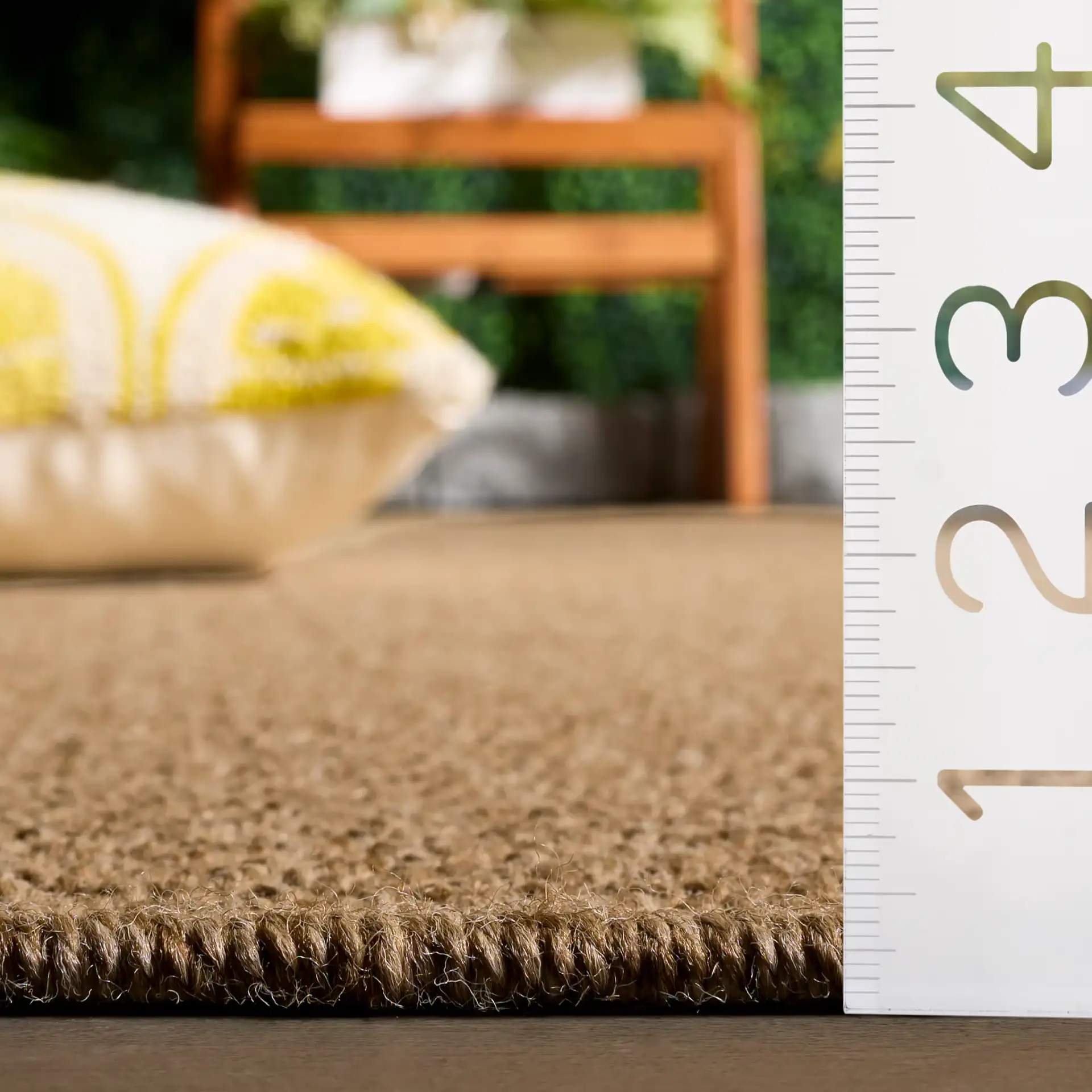 Sisal Performance Diamond Grid Rug in Natural in a styled room